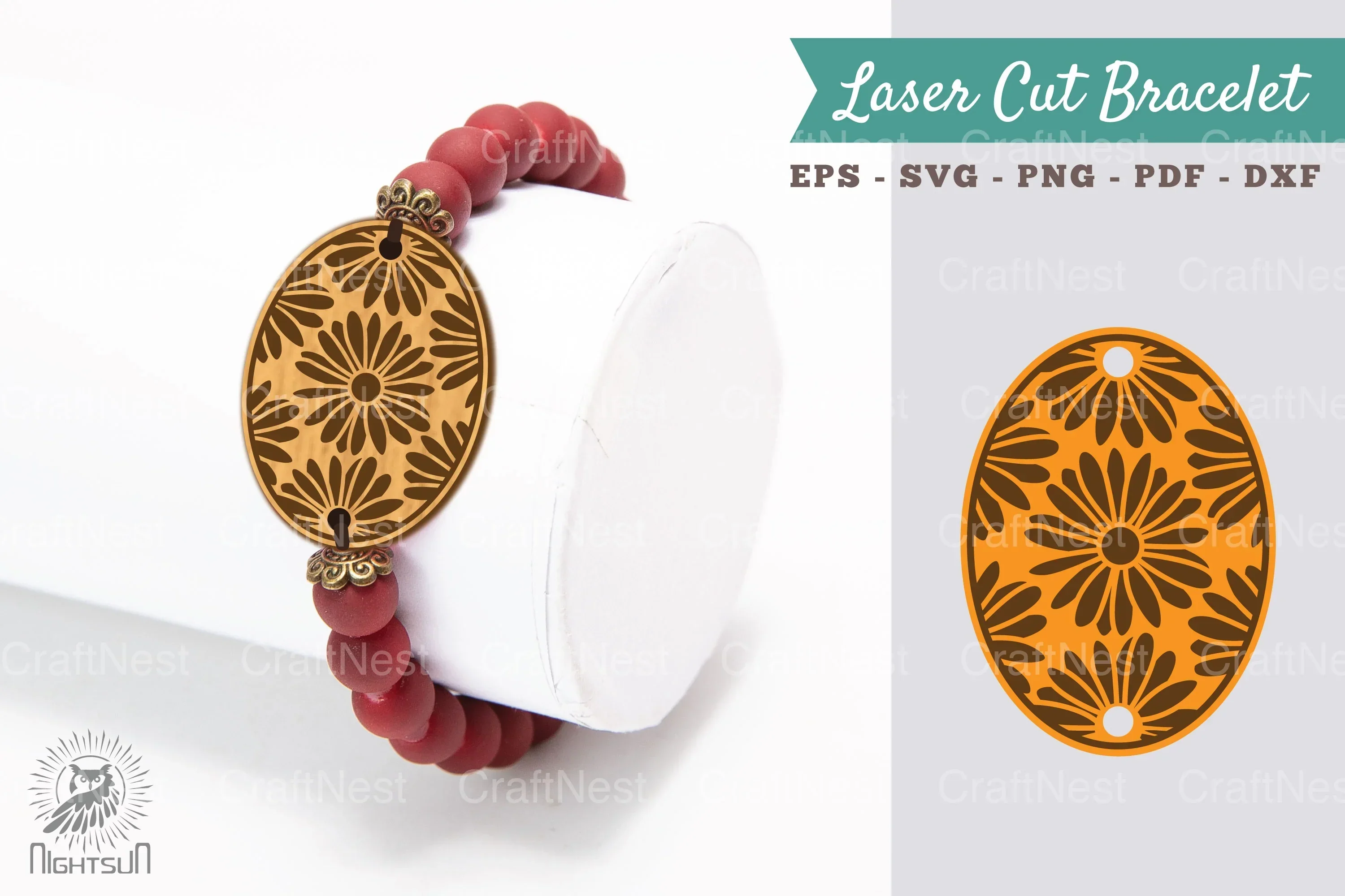 Daisy Flower Laser Cut Bracelet SVG Design Bundle