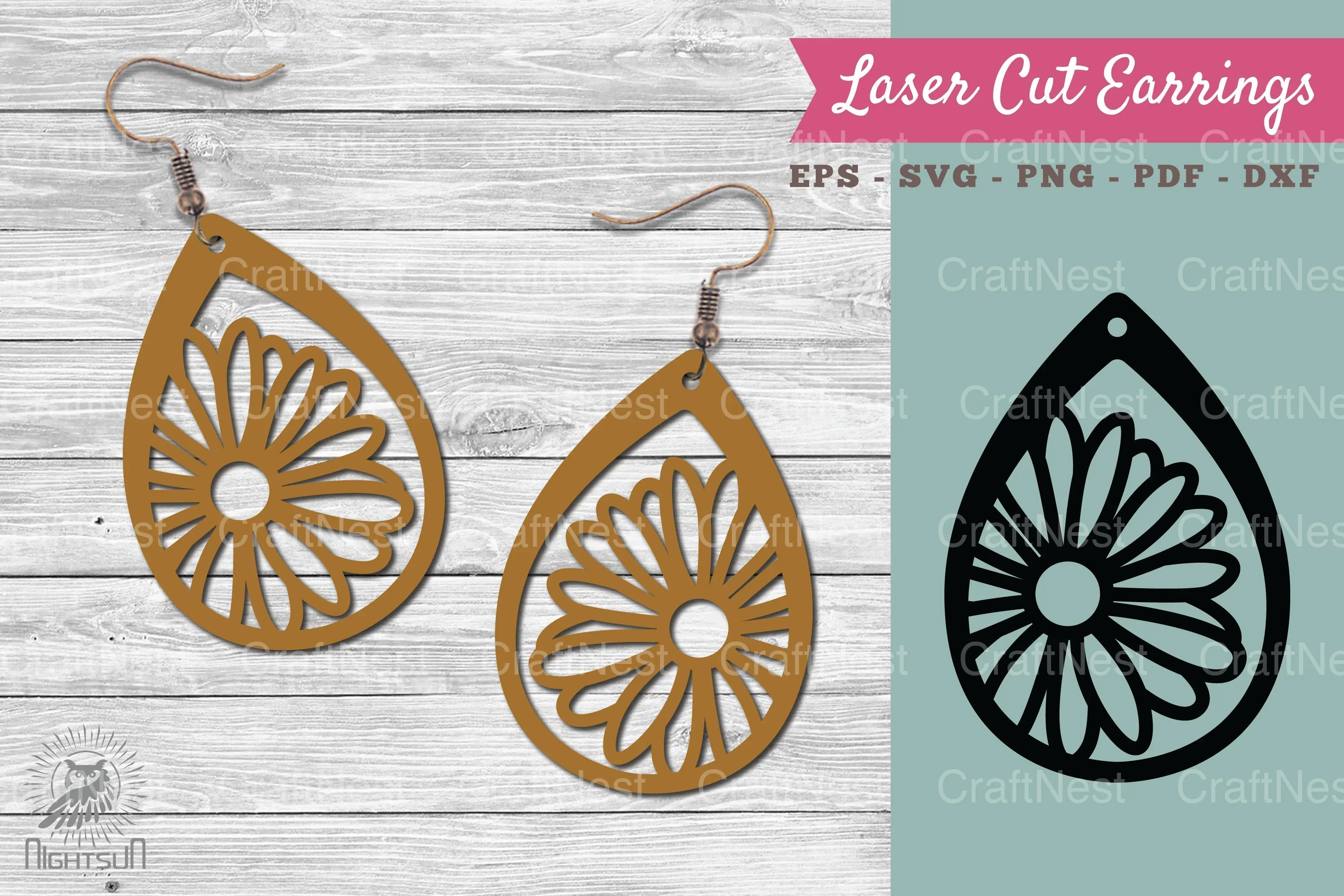 Daisy Flower Laser Cut Earrings SVG Bundle