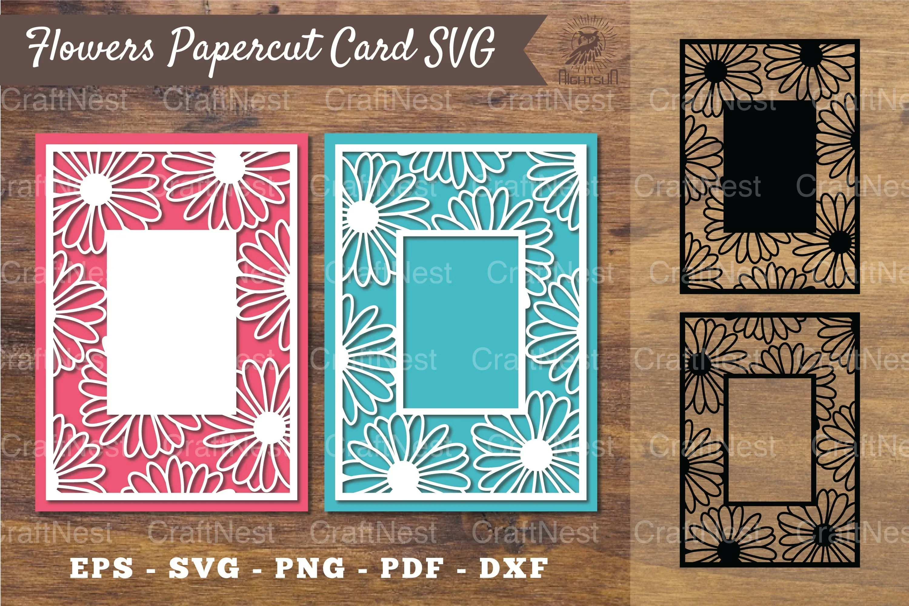 Daisy Flower Papercut Card Clipart Bundle