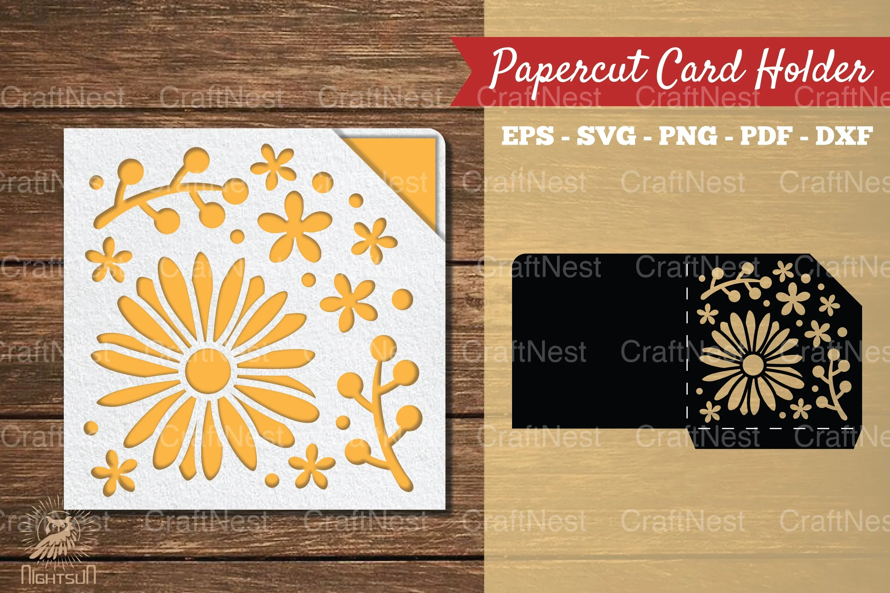 Daisy Flower Papercut Card Holder Clipart Bundle
