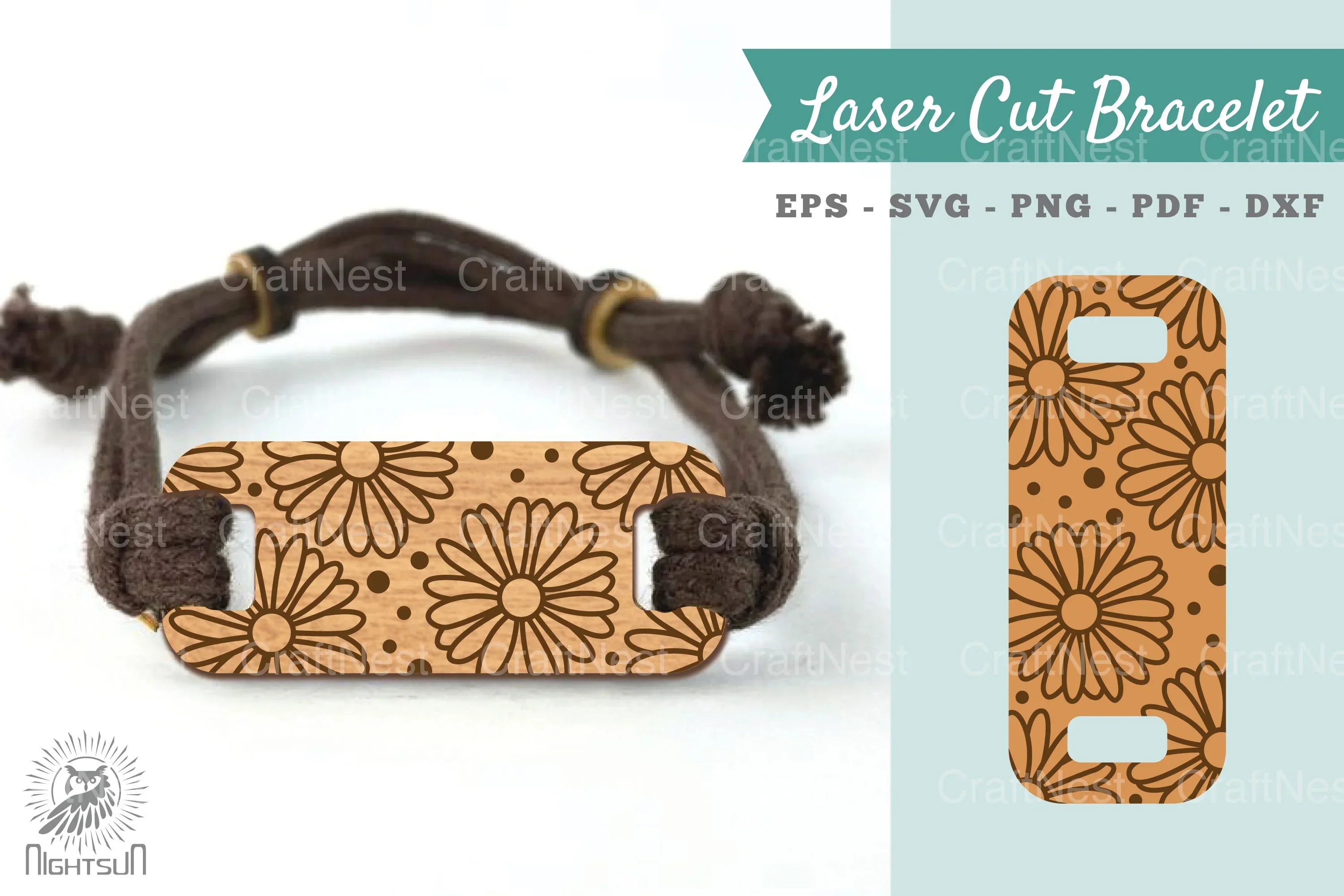Daisy Flowers Laser Cut Bracelet Design Bundle