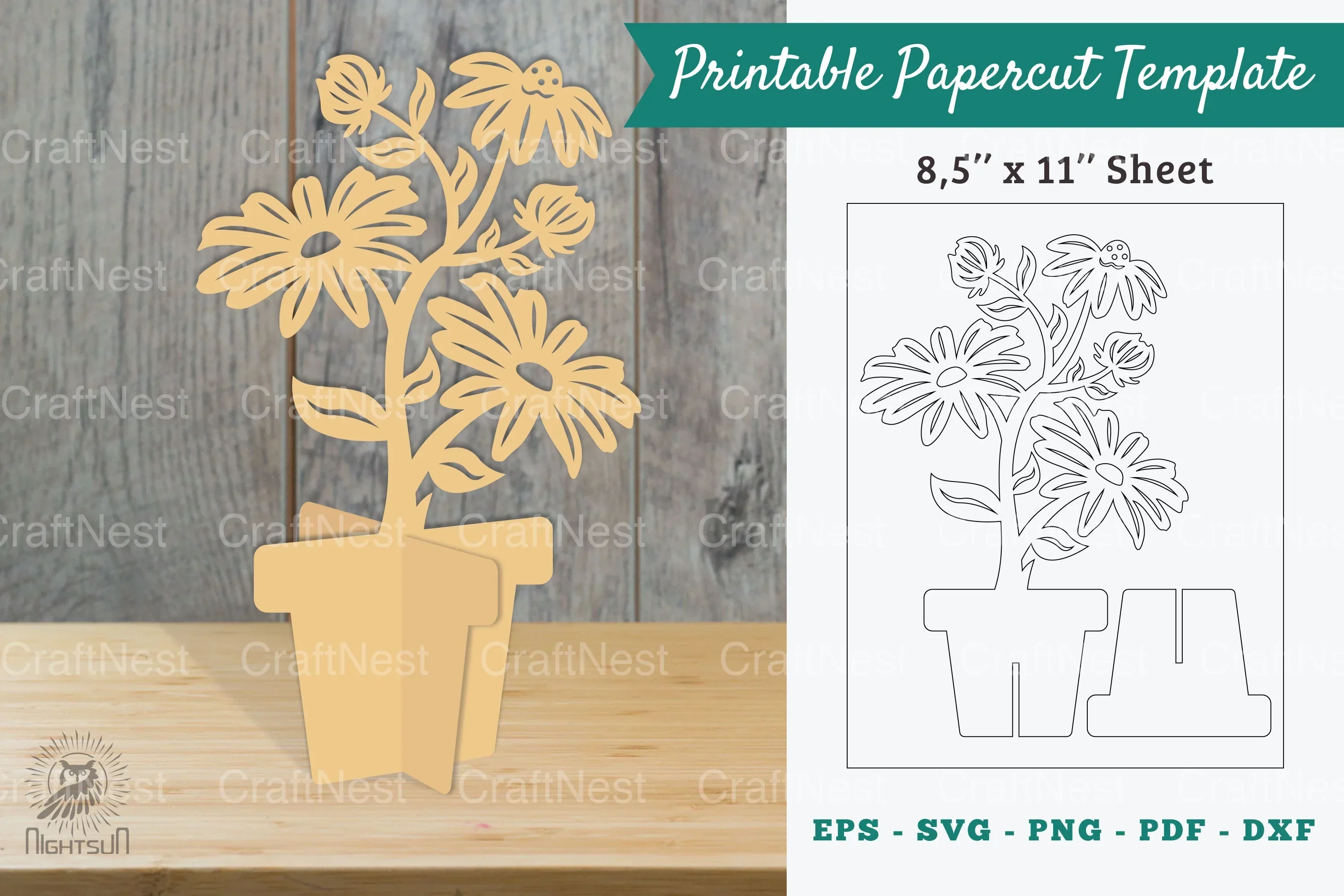 Daisy Flowers Printable Cut Template Bundle