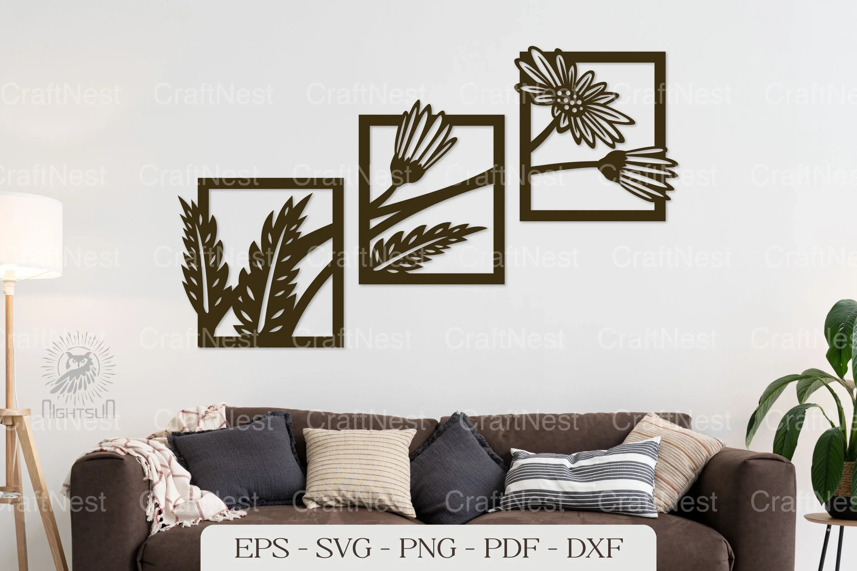 Daisy Flowers Wall Decor Clipart Bundle