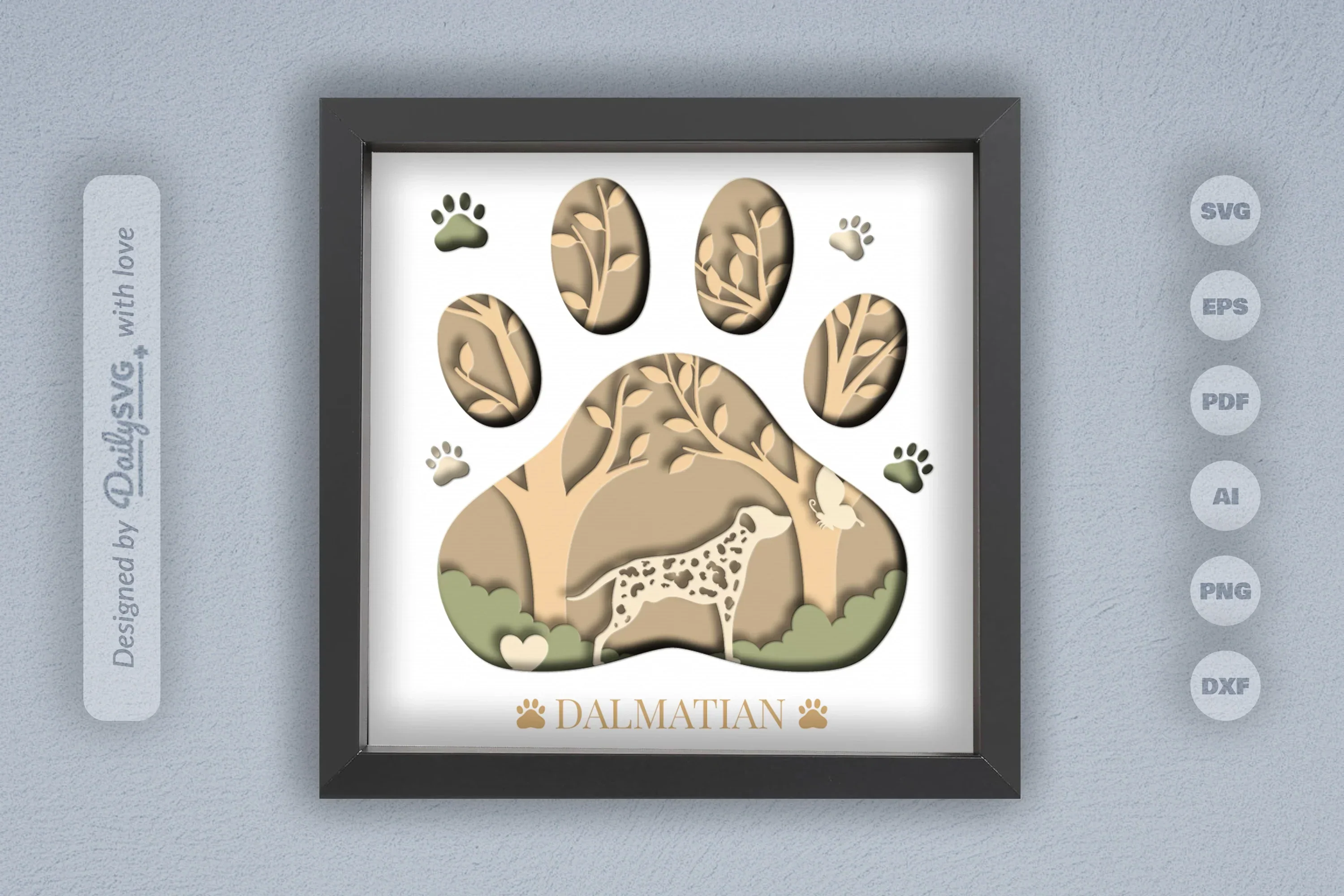 Dalmatian Dog Breed Papercut SVG Bundle