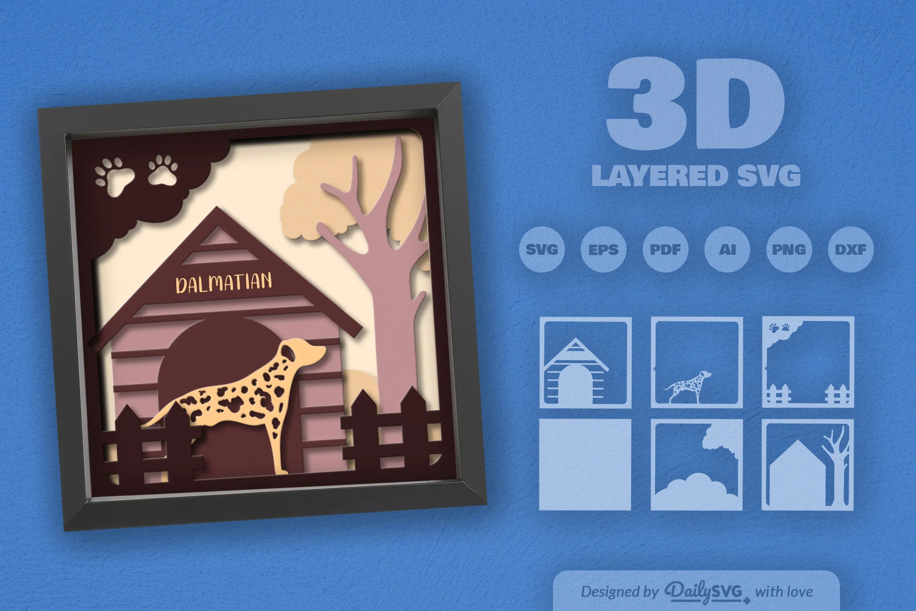 Dalmatian Dog House Papercut SVG Bundle - Image 2