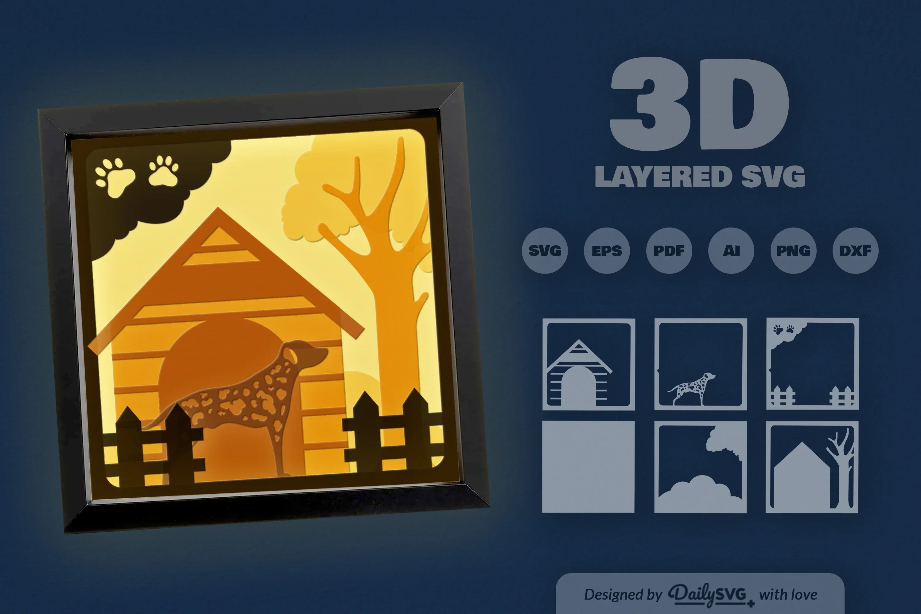 Dalmatian Dog House Papercut SVG Bundle - Image 3