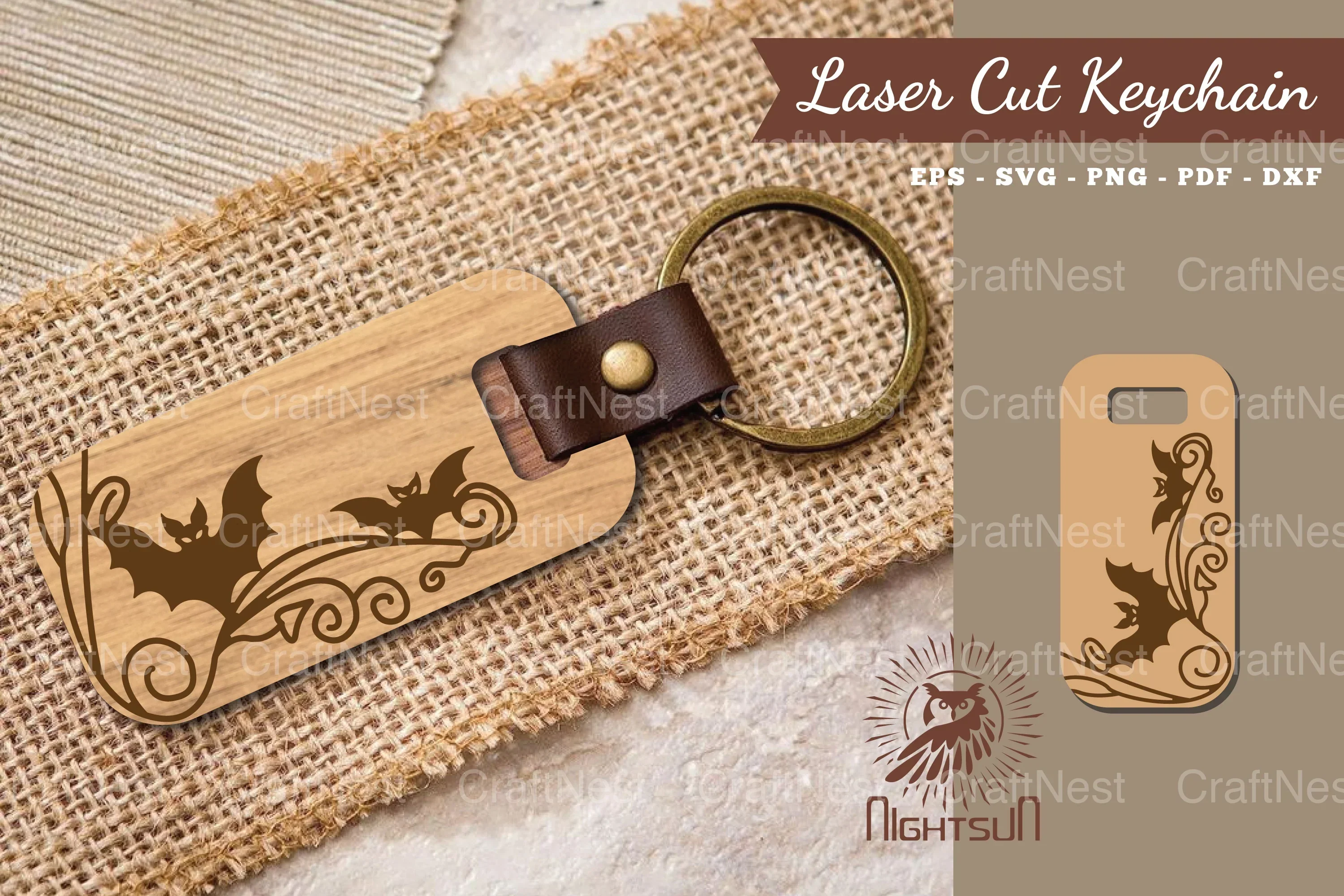 Decorative Bat Laser Cut Keychain Design Bundle
