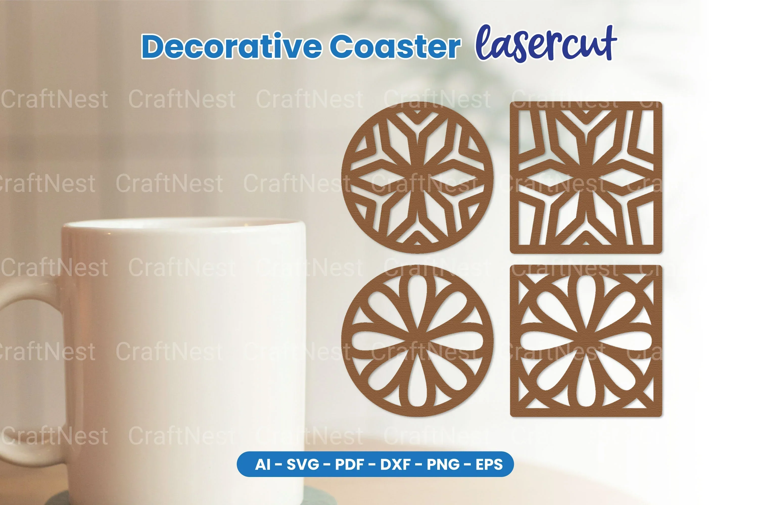 Decorative Coaster Lasercut SVG Bundle