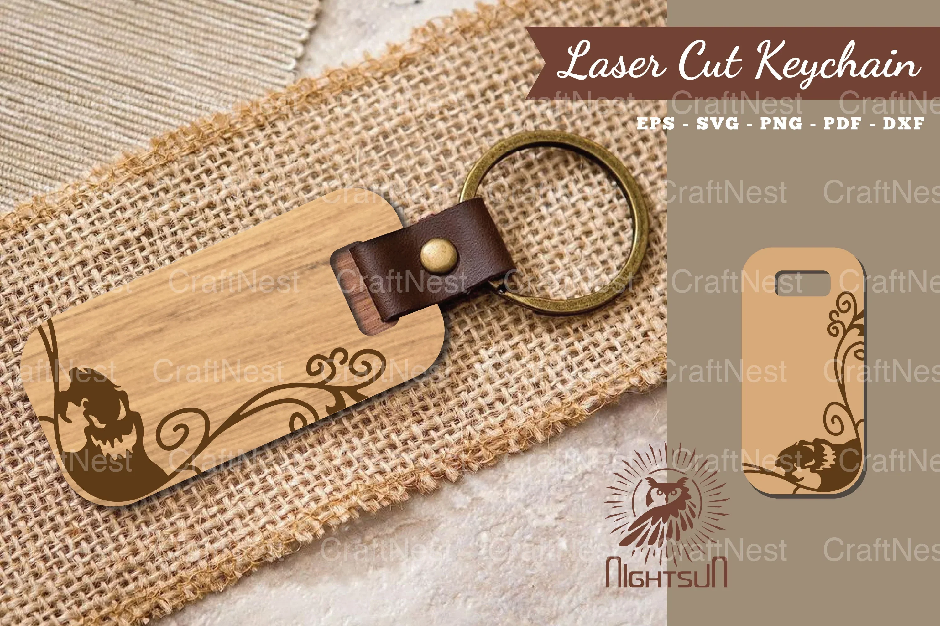 Decorative Ghost Laser Cut Keychain Design Bundle