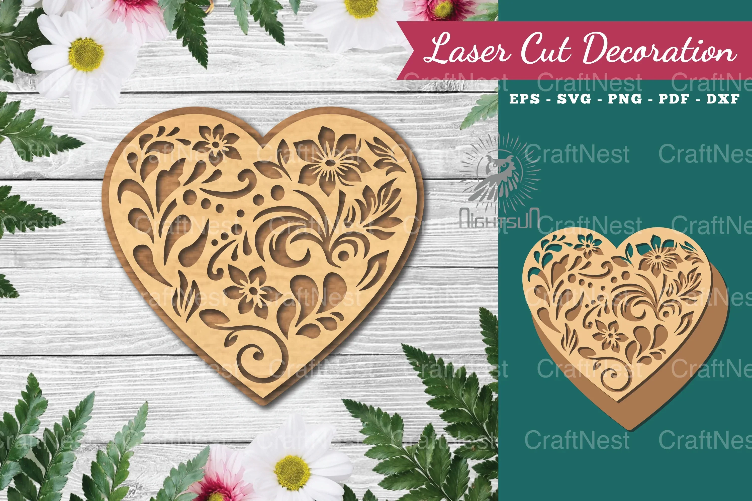 Decorative Heart Laser Cut Decoration Clipart Bundle