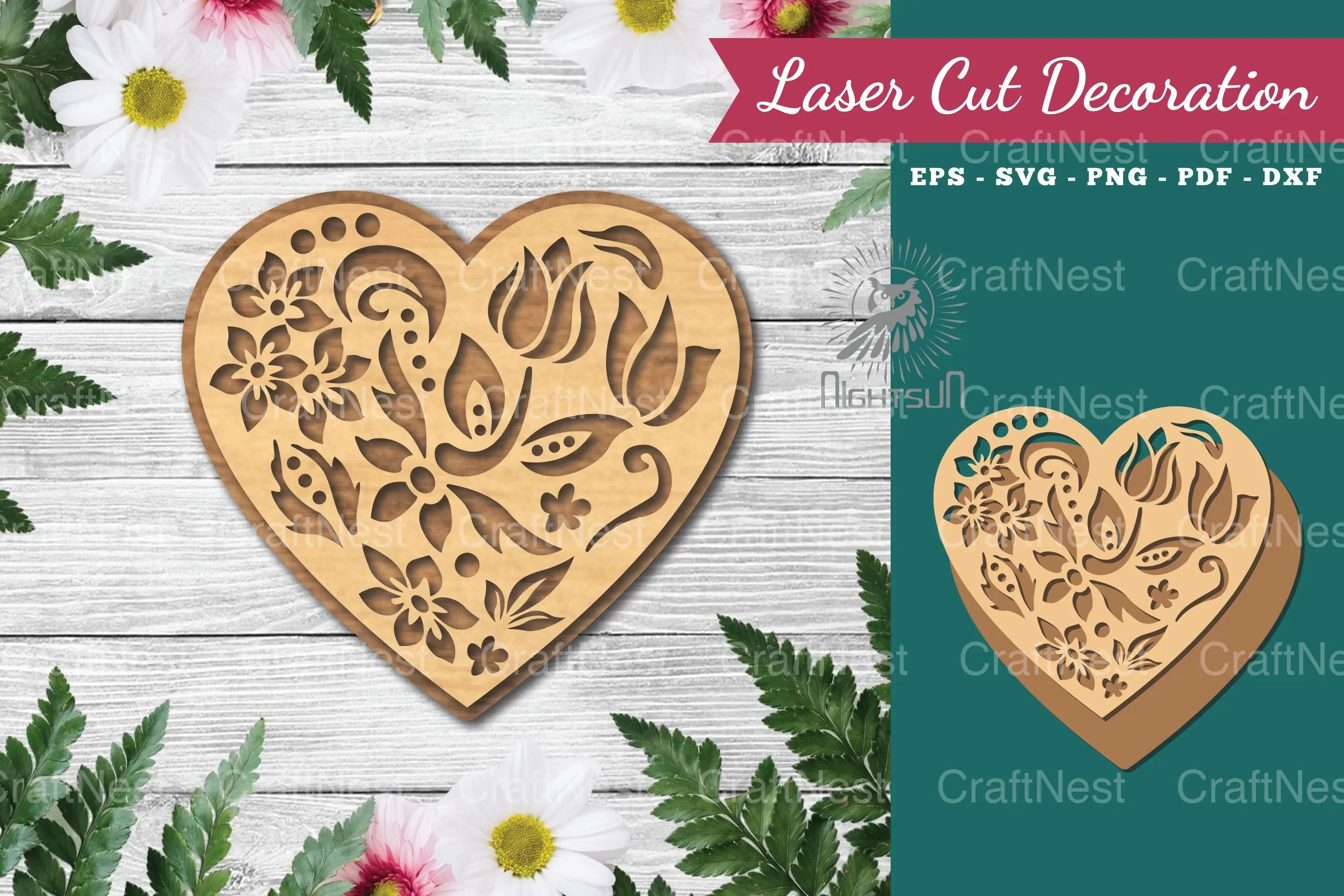 Decorative Heart Laser Cut Decoration Clipart Bundle
