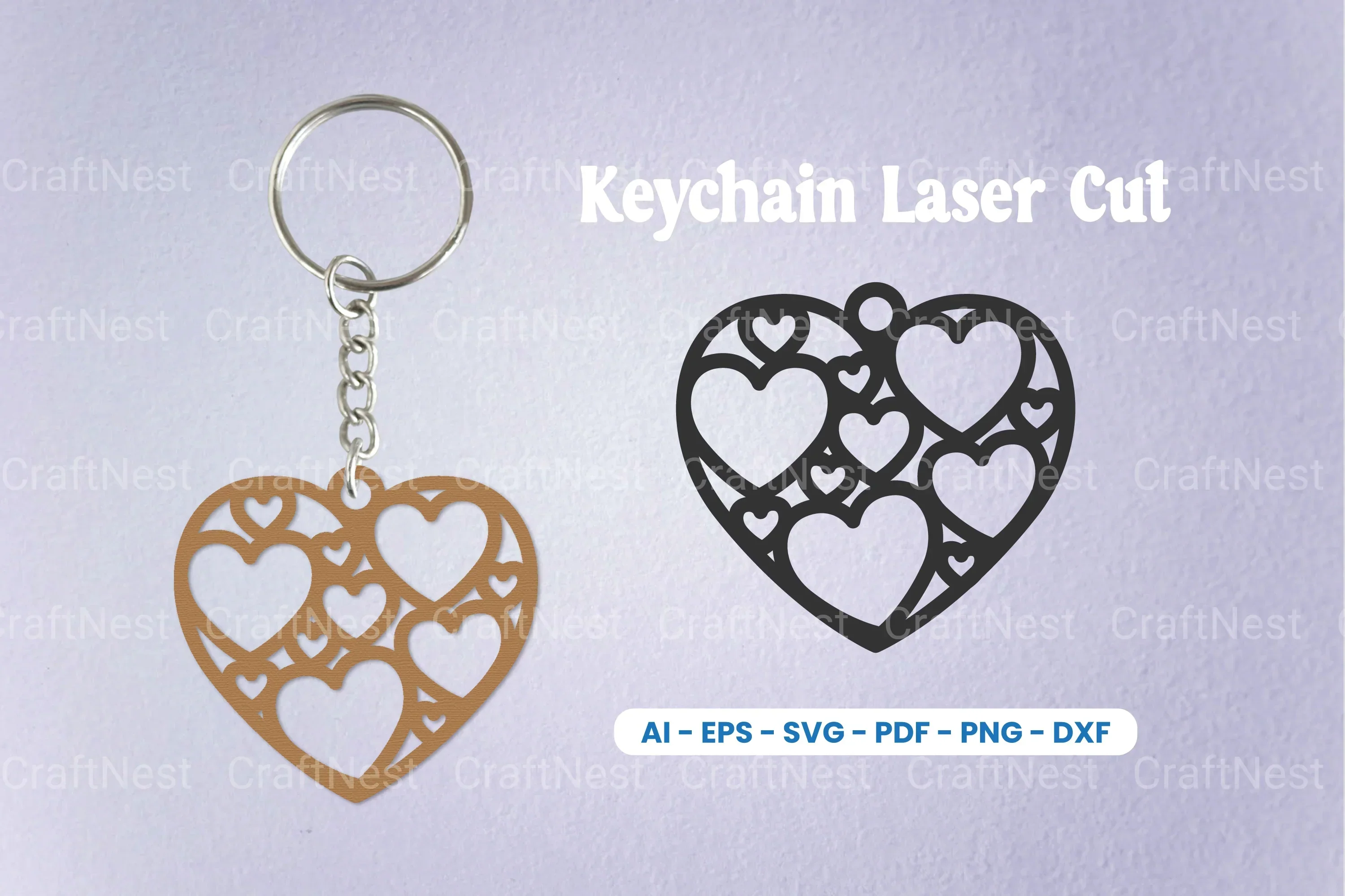 Decorative Heart Laser Cut Keychain SVG Bundle
