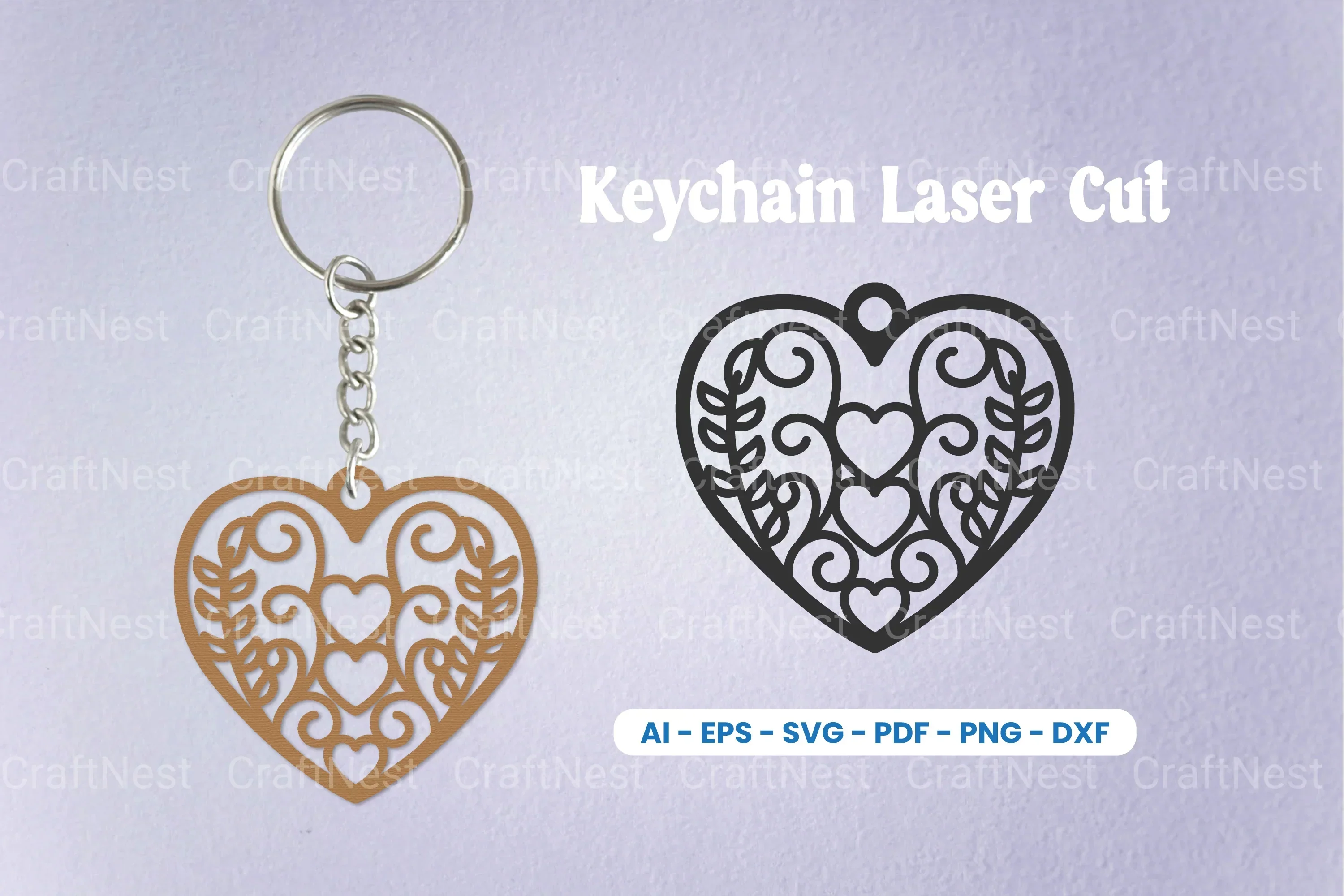 Decorative Heart Laser Cut Keychain SVG Bundle
