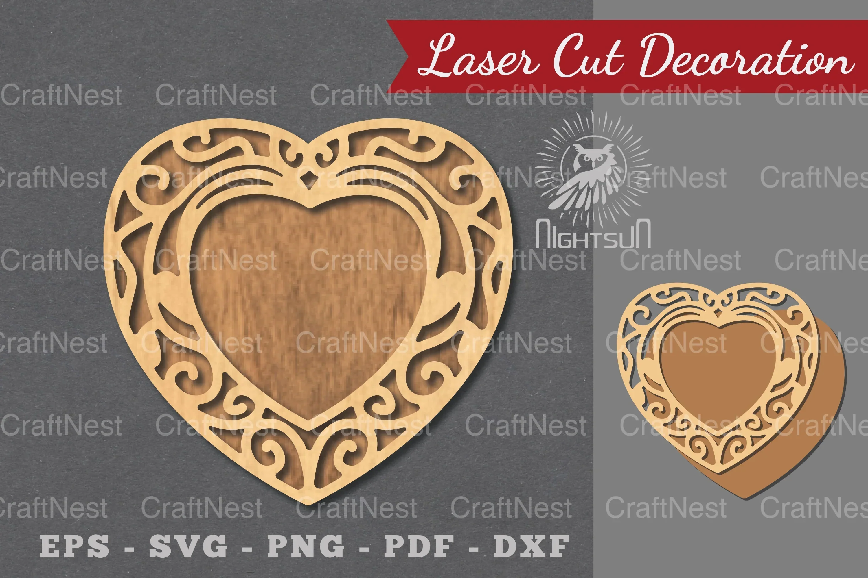 Decorative Heart Laser Cut Sign Clipart Bundle