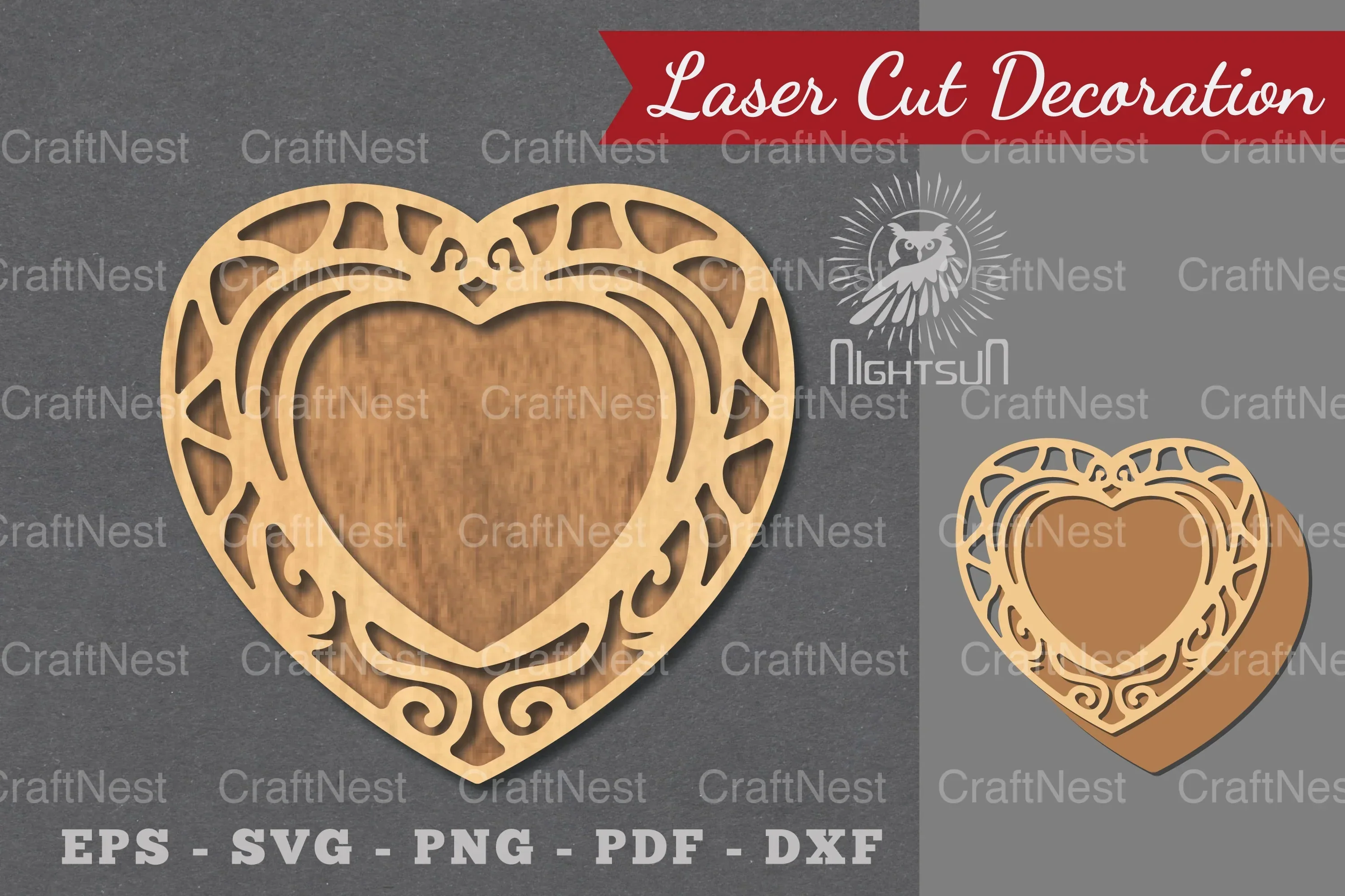 Decorative Heart Laser Cut Sign Clipart Bundle