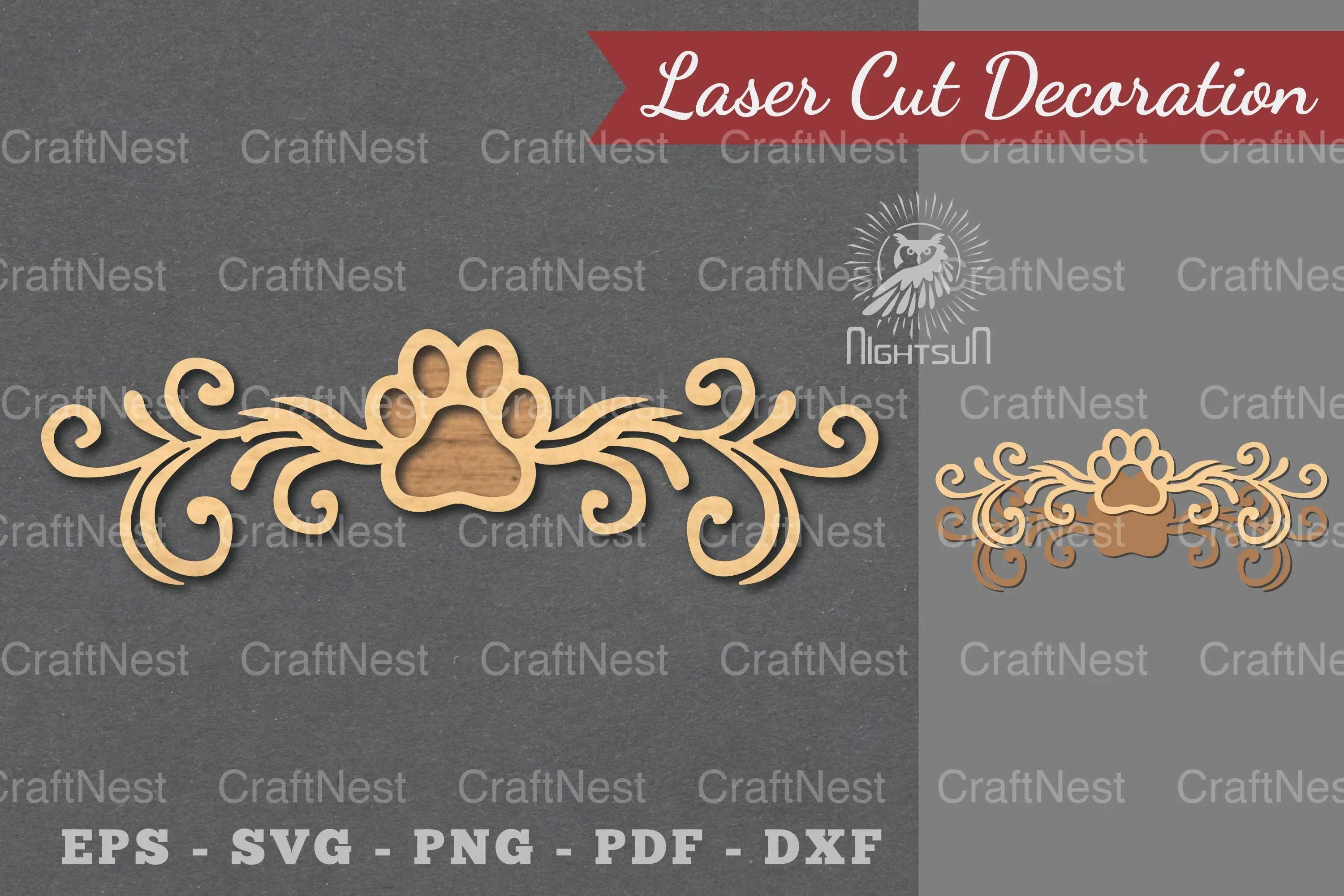 Decorative Paw Laser Cut Decoration Clipart Bundle