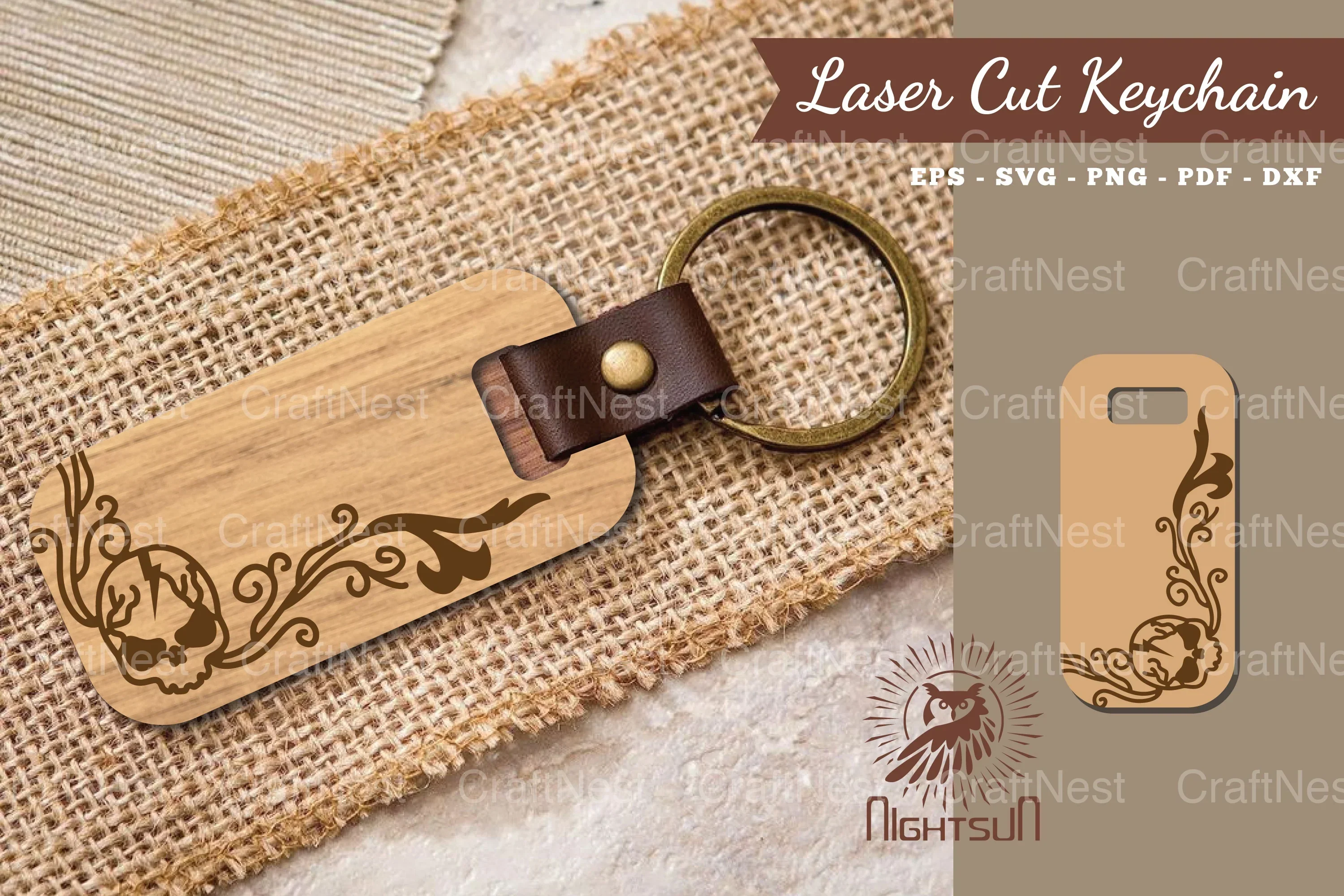 Decorative Skull Laser Cut Keychain Design Bundle