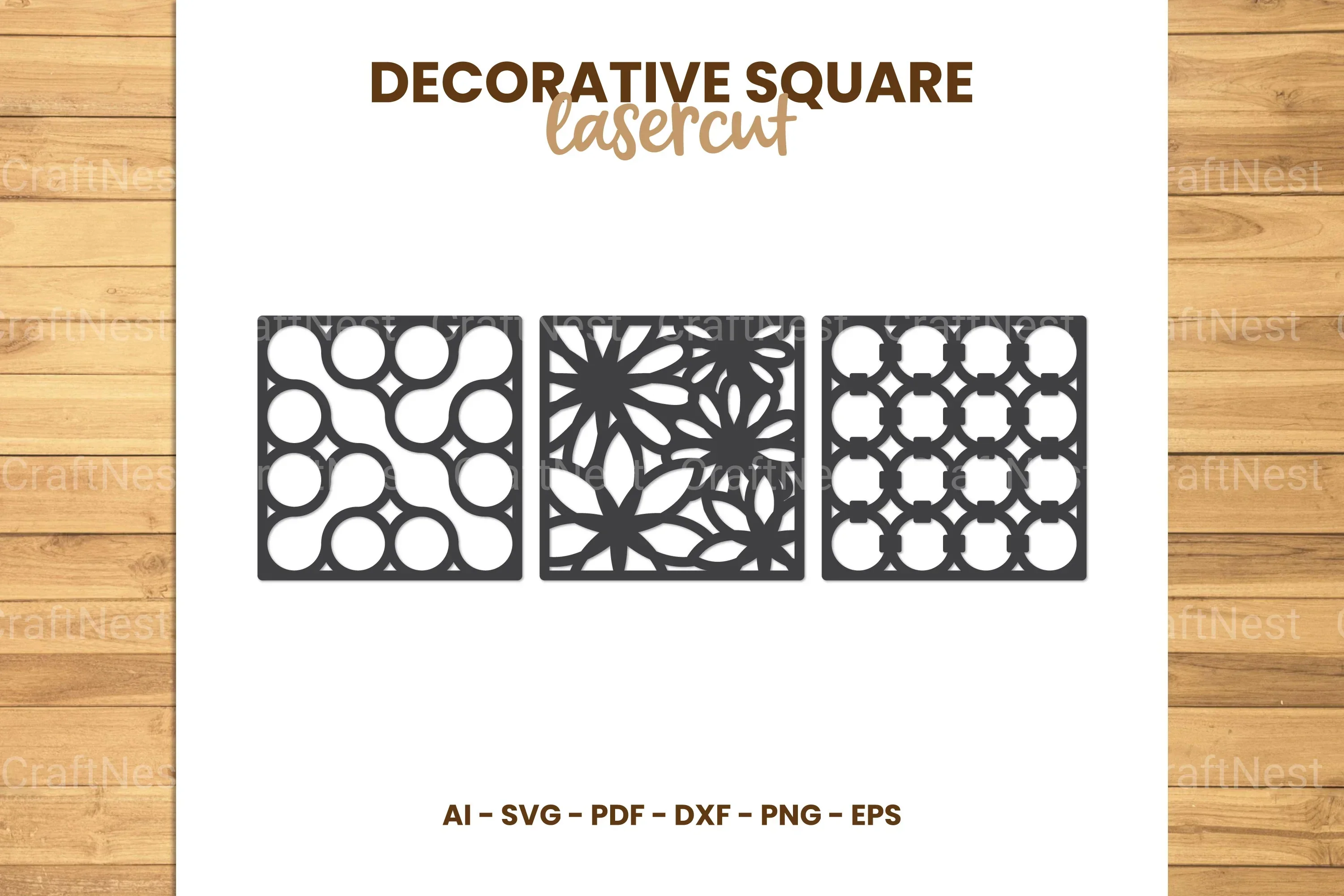 Decorative Square Lasercut SVG Bundle