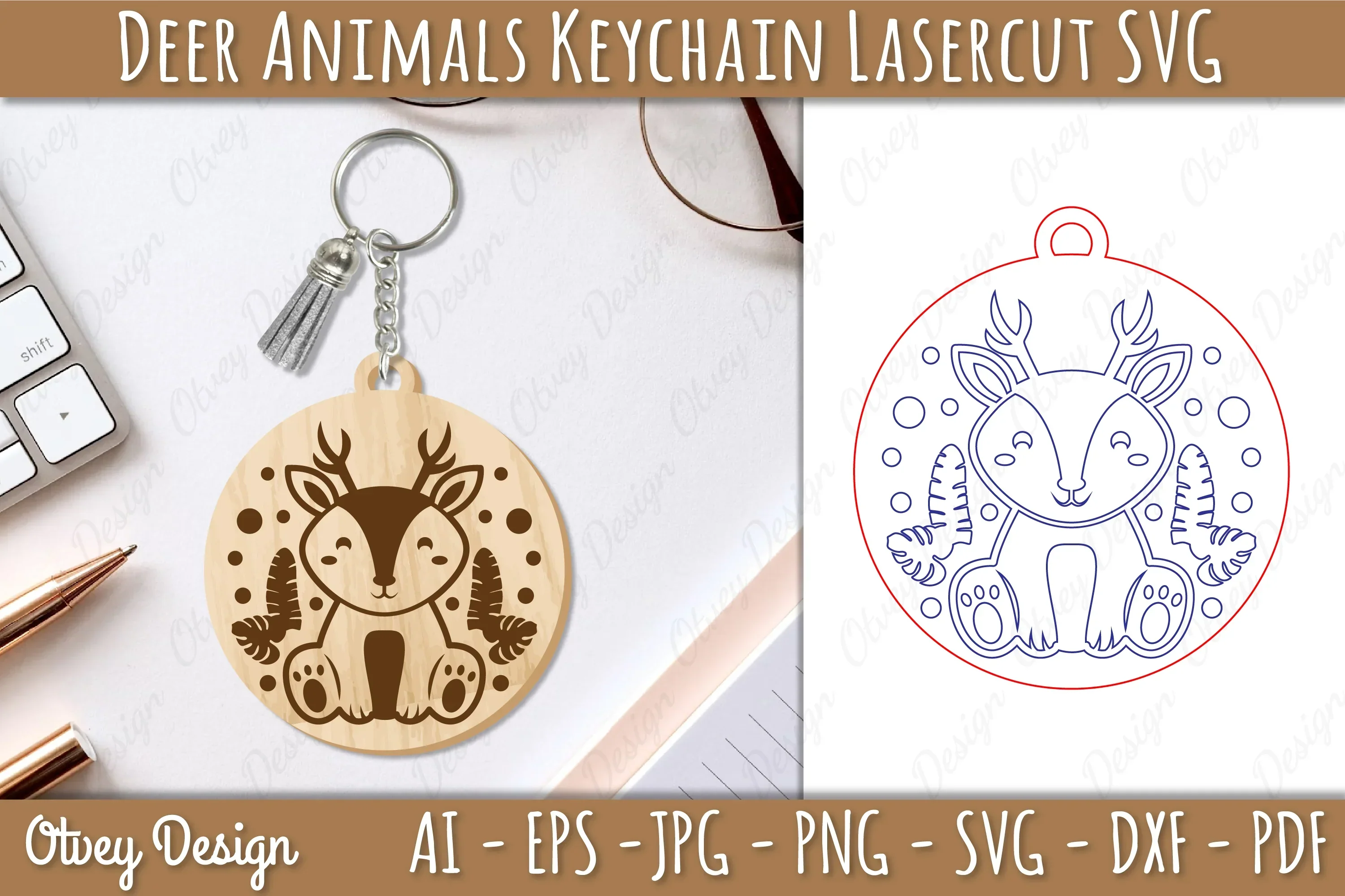 Deer Animal Keychain SVG Bundle