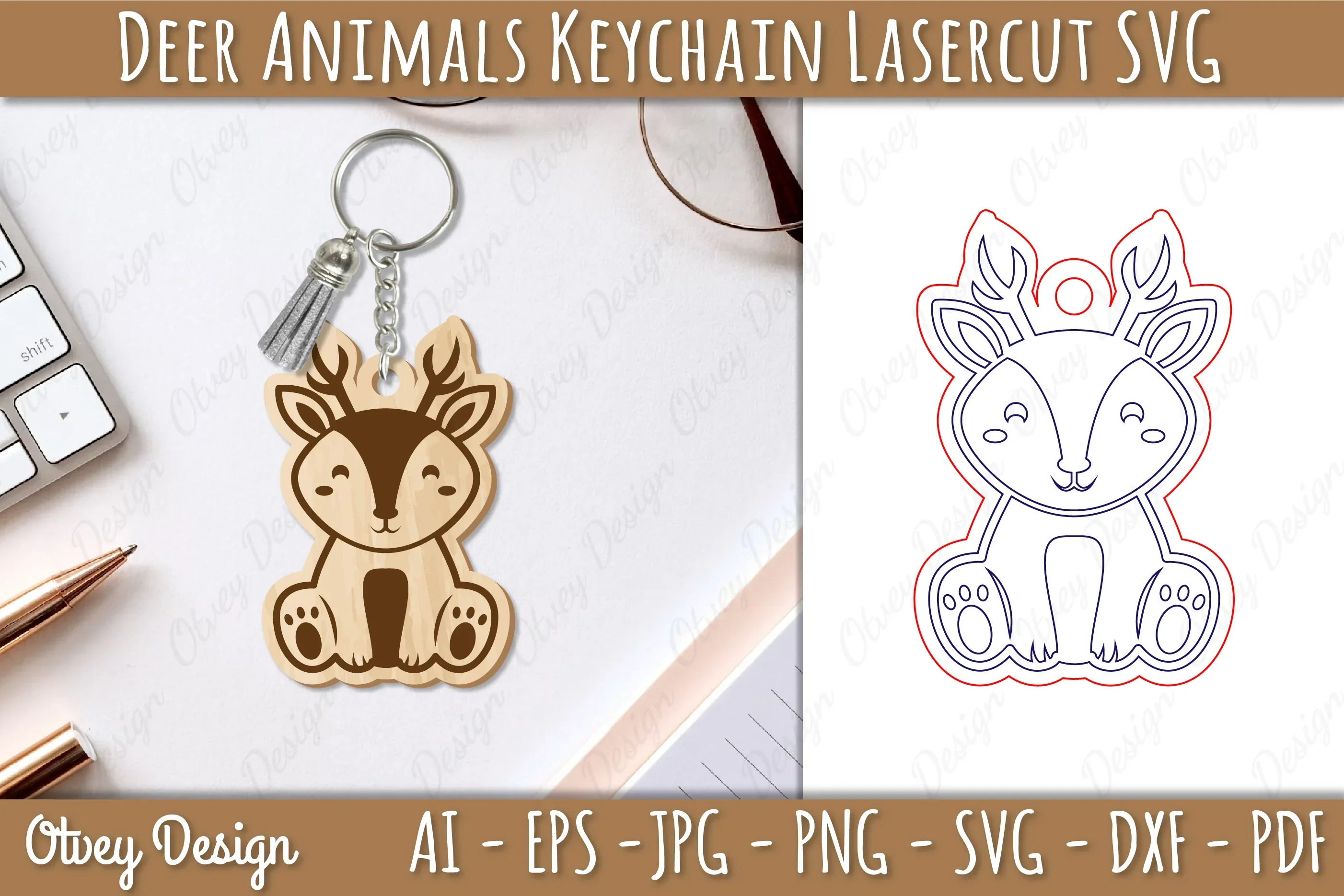 Deer Animals Keychain SVG Bundle