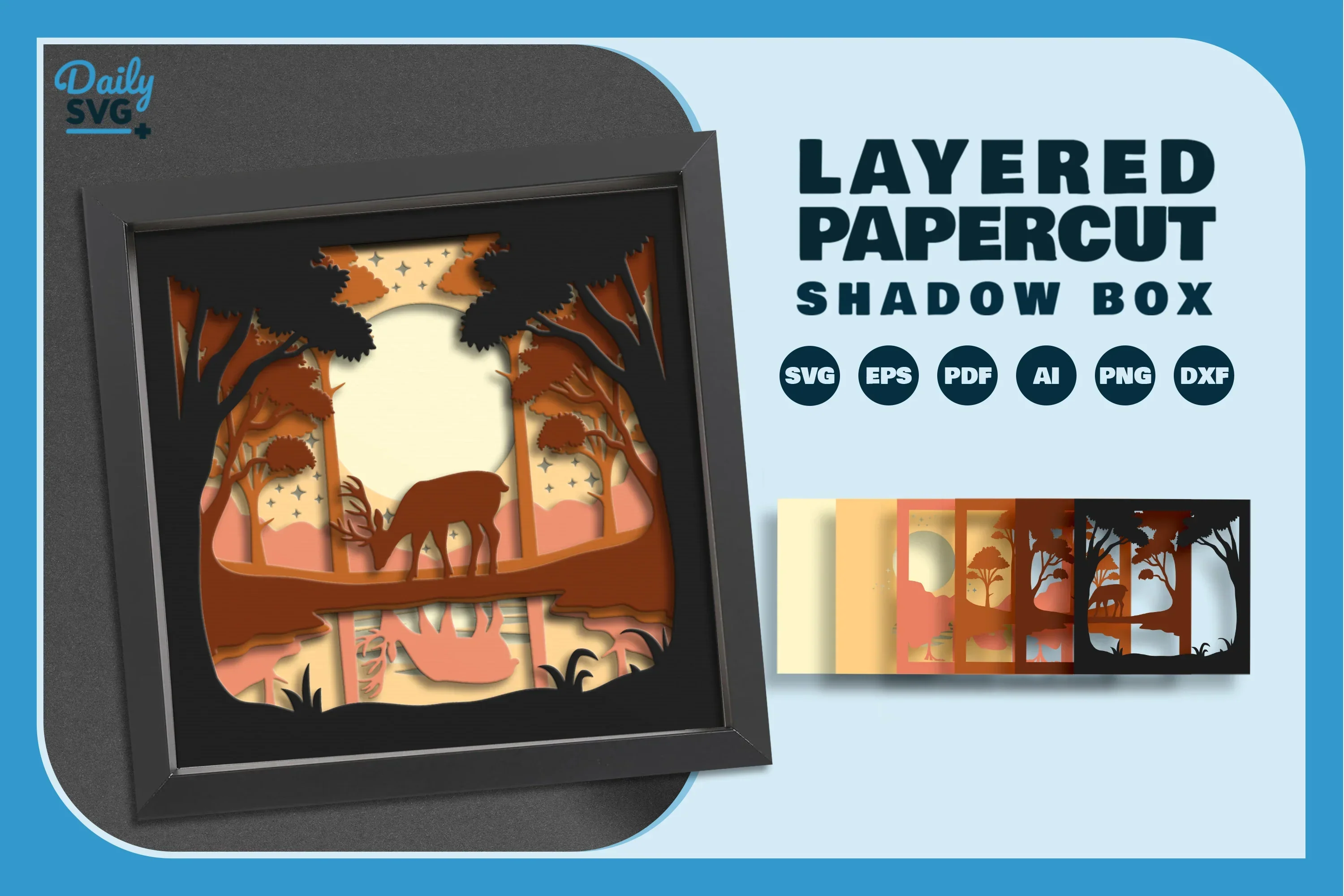 Deer at Lakeside Papercut SVG Bundle - Image 2