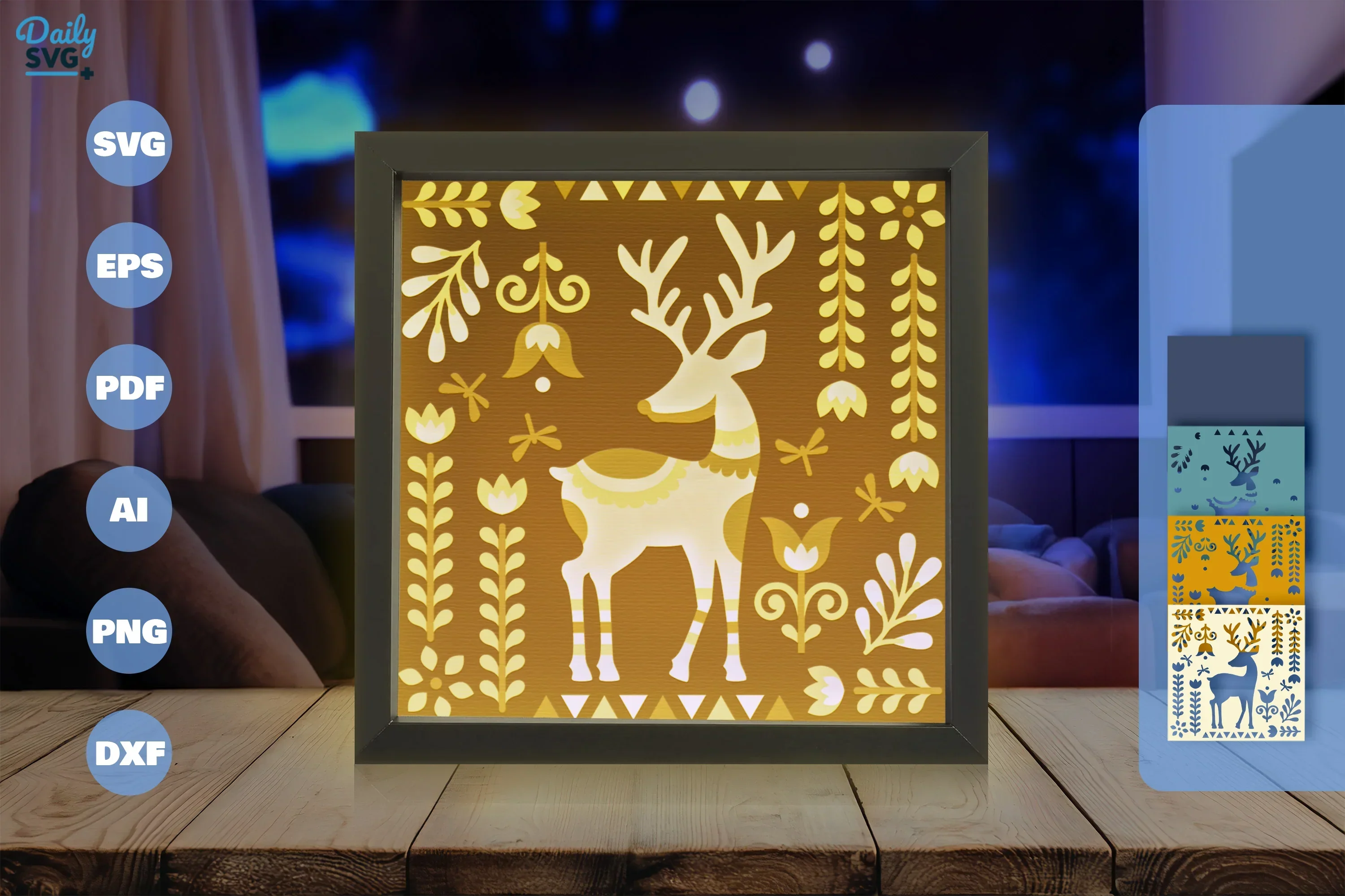 Deer Folk Art Papercut SVG Bundle - Image 3