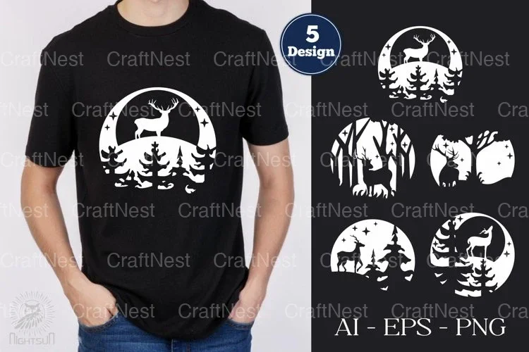 Deer in Forest Clipart Bundle