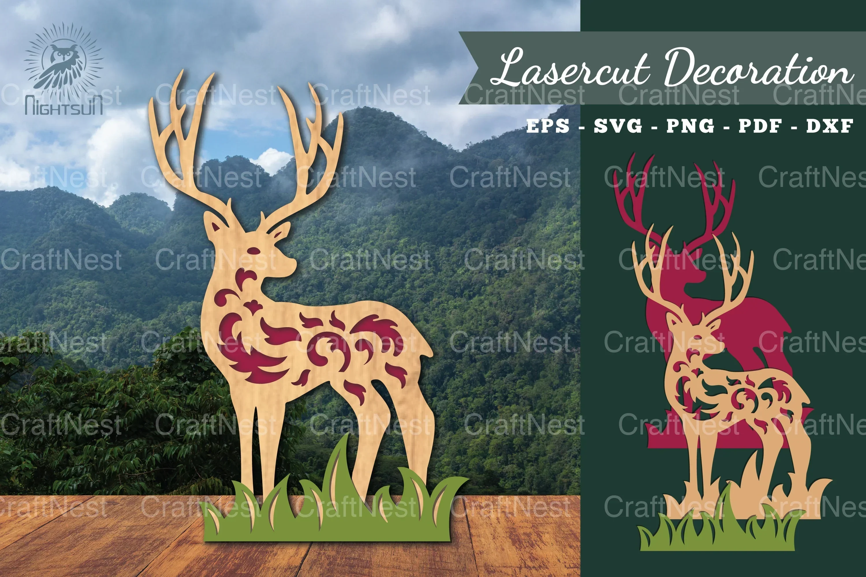 Deer in Forest Laser Cut Decoration Clipart Bundle