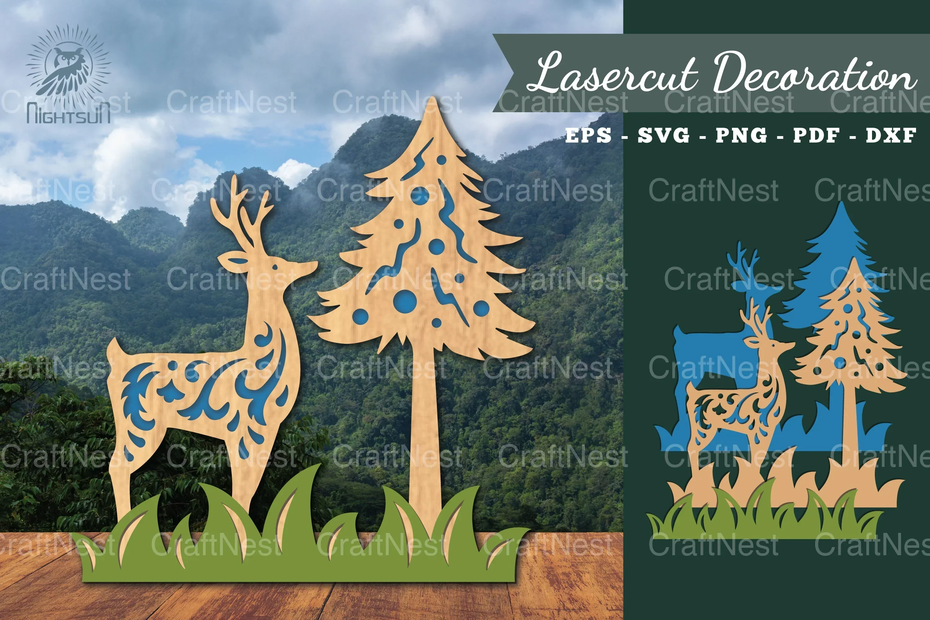 Deer in Forest Laser Cut Decoration Clipart Bundle
