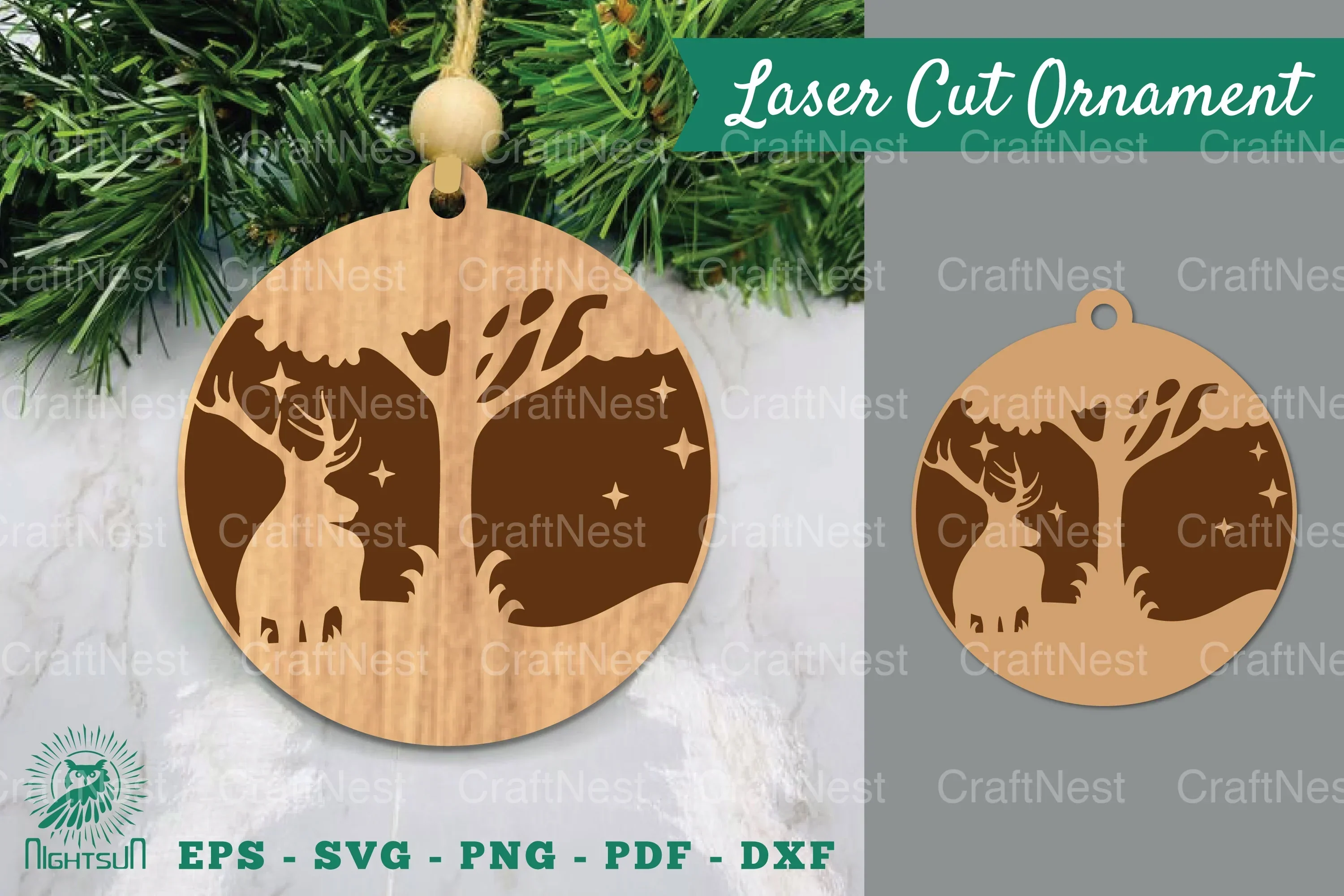 Deer in Forest Laser Cut Ornament Clipart Bundle