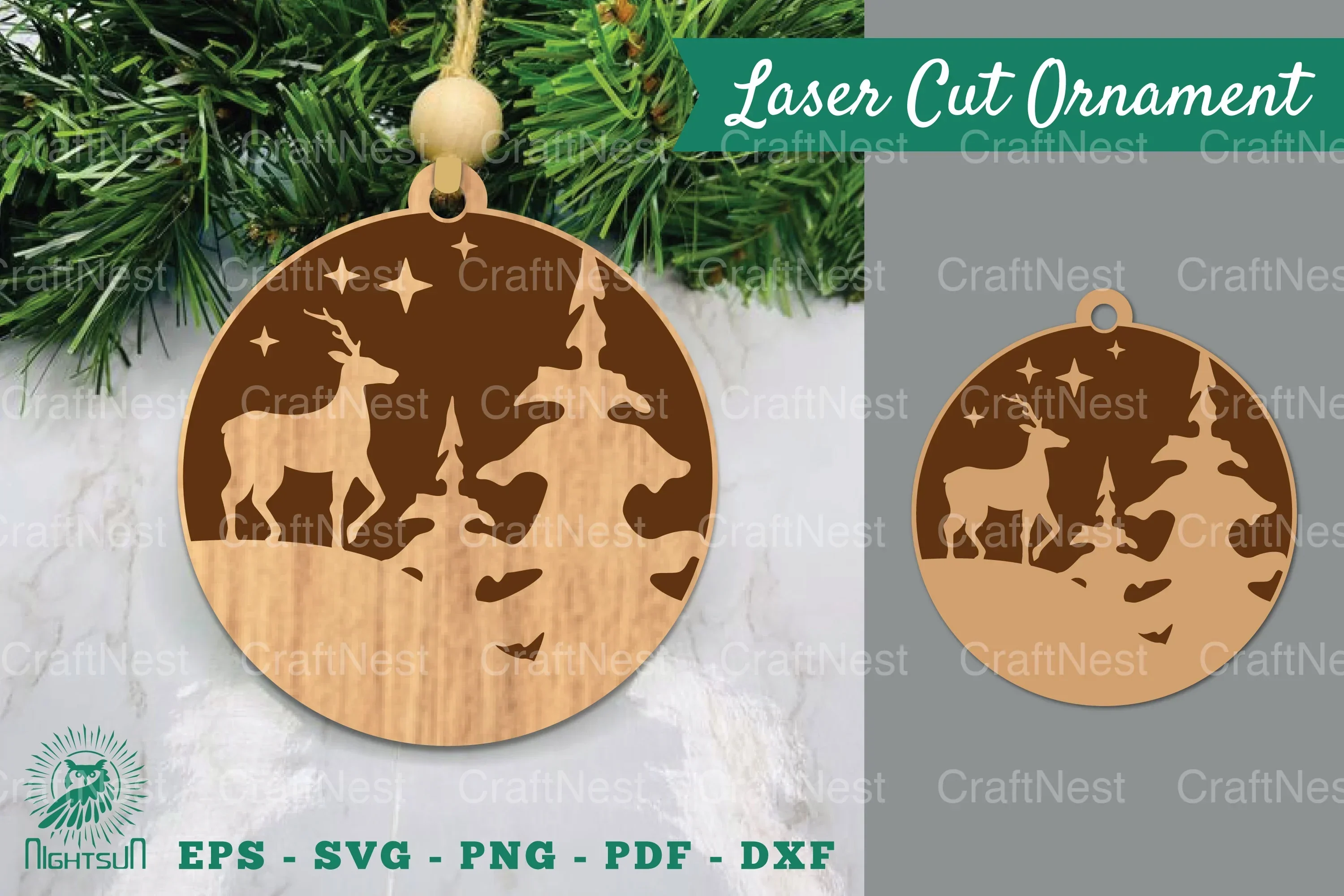 Deer in Forest Laser Cut Ornament Clipart Bundle