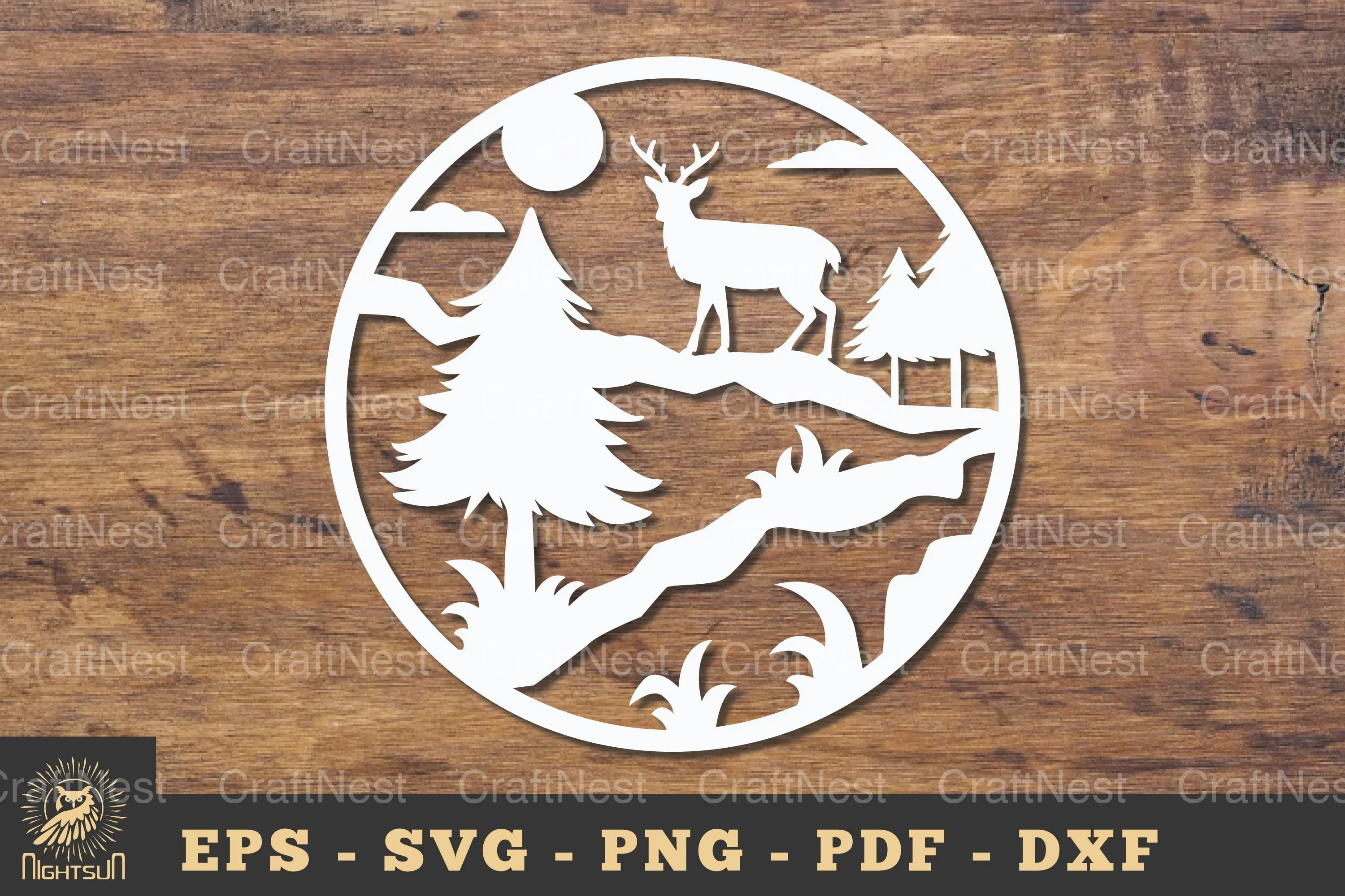 Deer in Forest Papercut Clipart Bundle