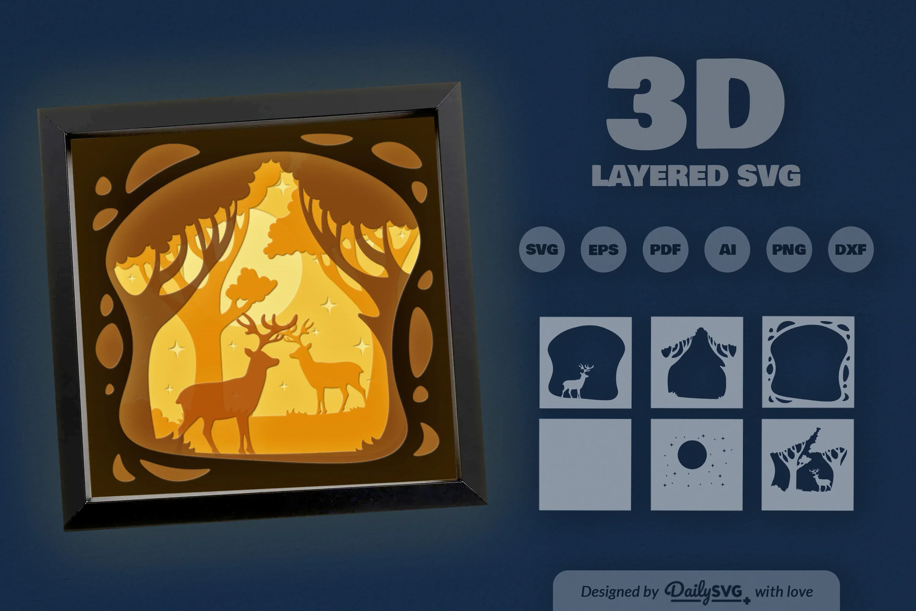 Deer in Rainforest Papercut SVG Bundle - Image 3