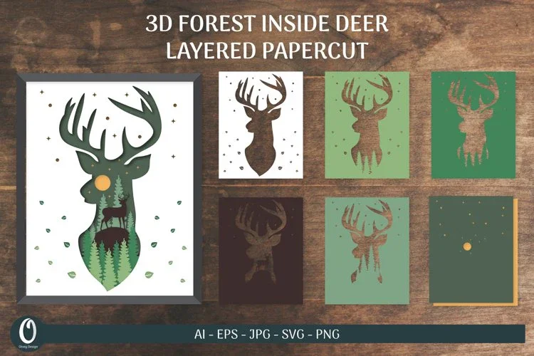 Deer Layered Papercut SVG Bundle