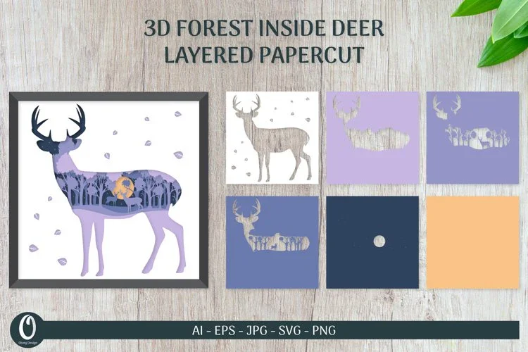 Deer Layered Papercut SVG Bundle