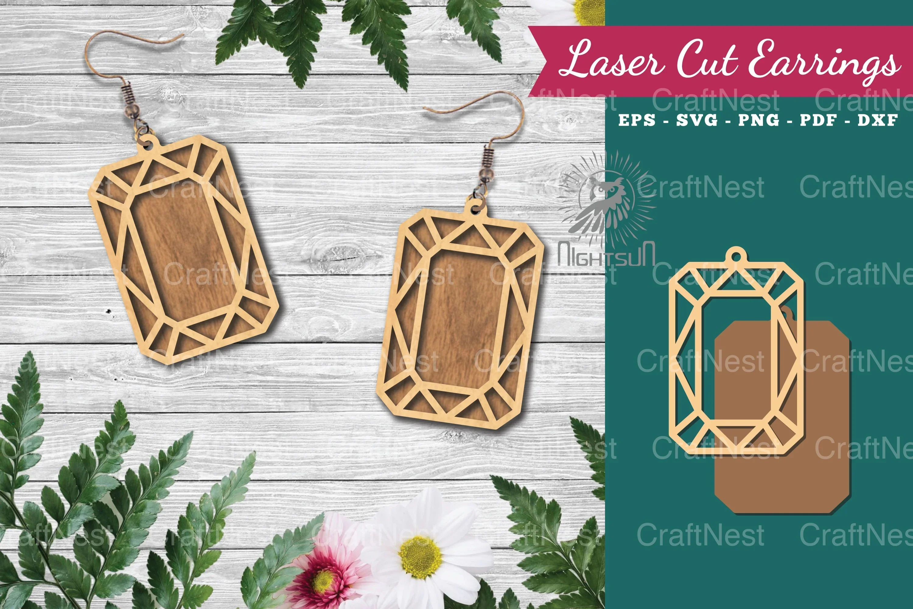 Diamond Laser Cut Earrings Clipart Bundle
