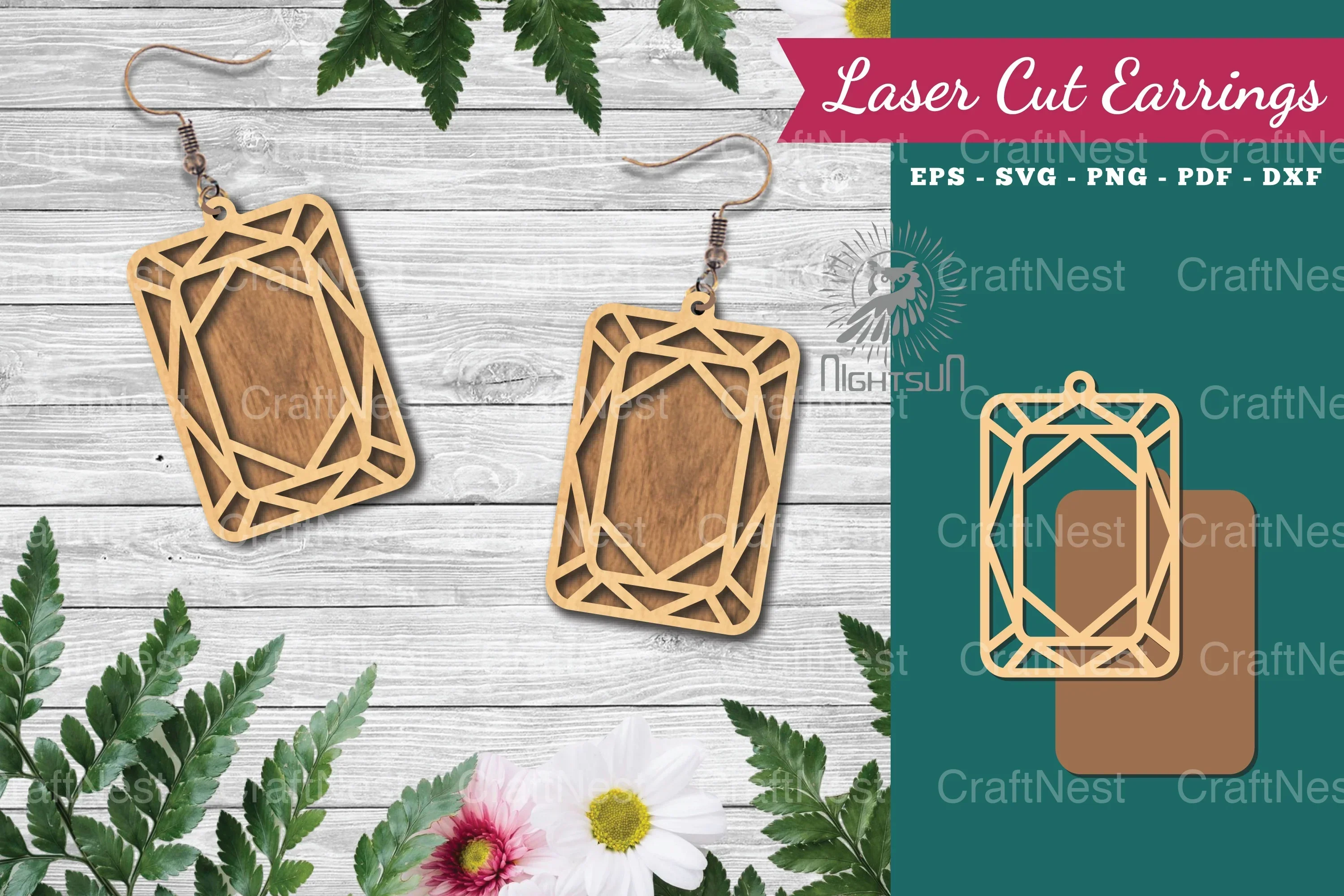Diamond Laser Cut Earrings Clipart Bundle