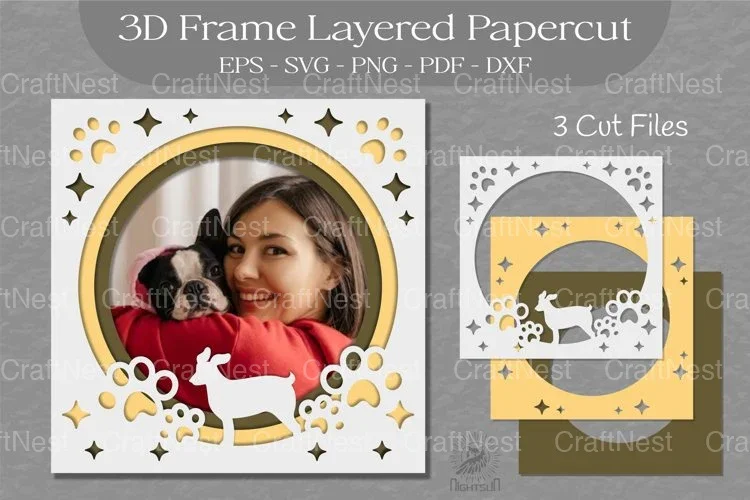 Dog 3D Frame Layered SVG Bundle