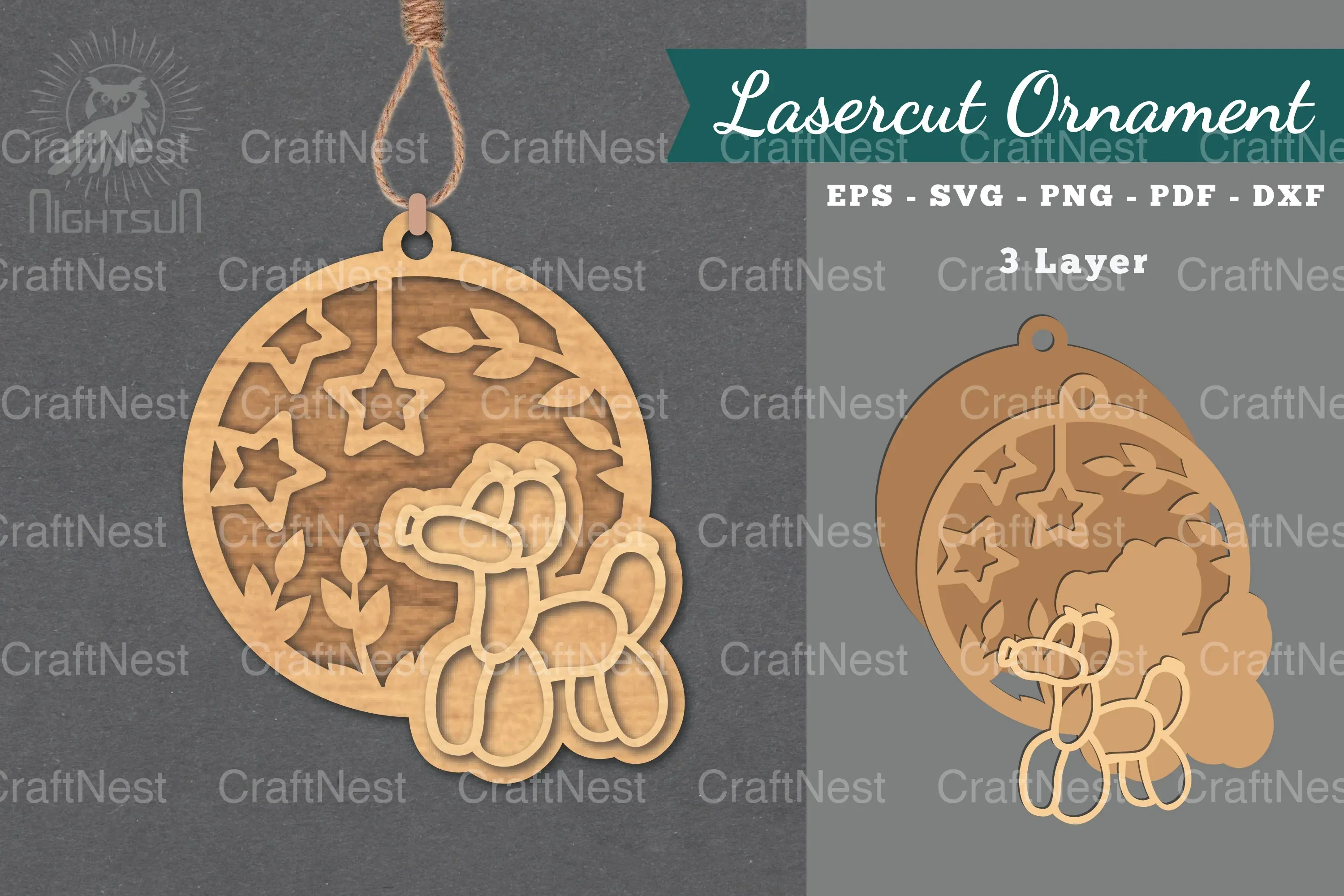 Dog Balloon Laser Cut Ornament Clipart Bundle
