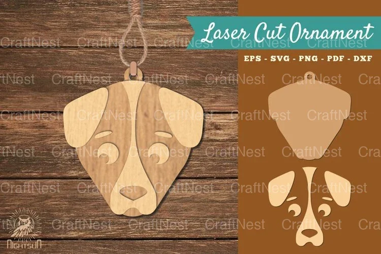 Dog Head Laser Cut Ornament Clipart Bundle