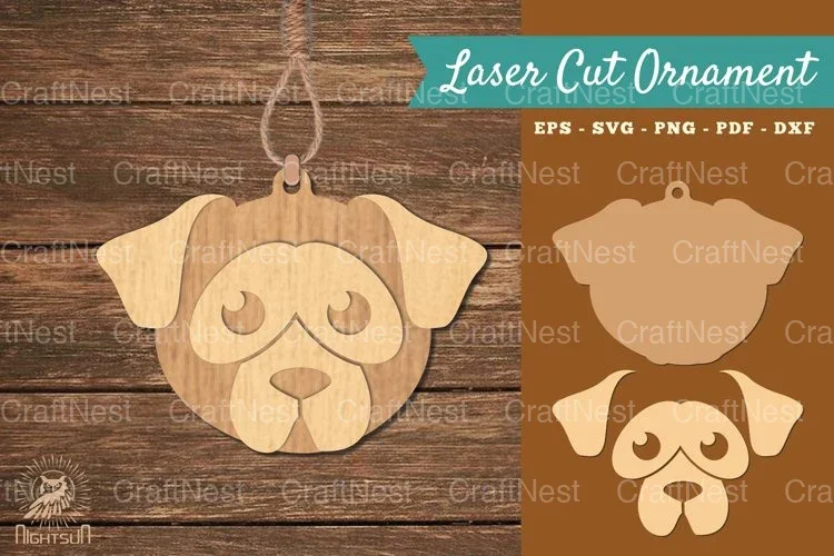 Dog Head Laser Cut Ornament Clipart Bundle