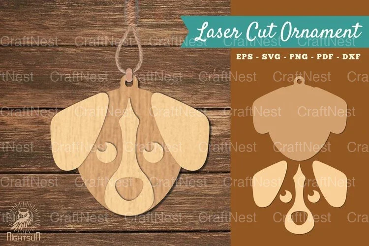 Dog Head Laser Cut Ornament Clipart Bundle