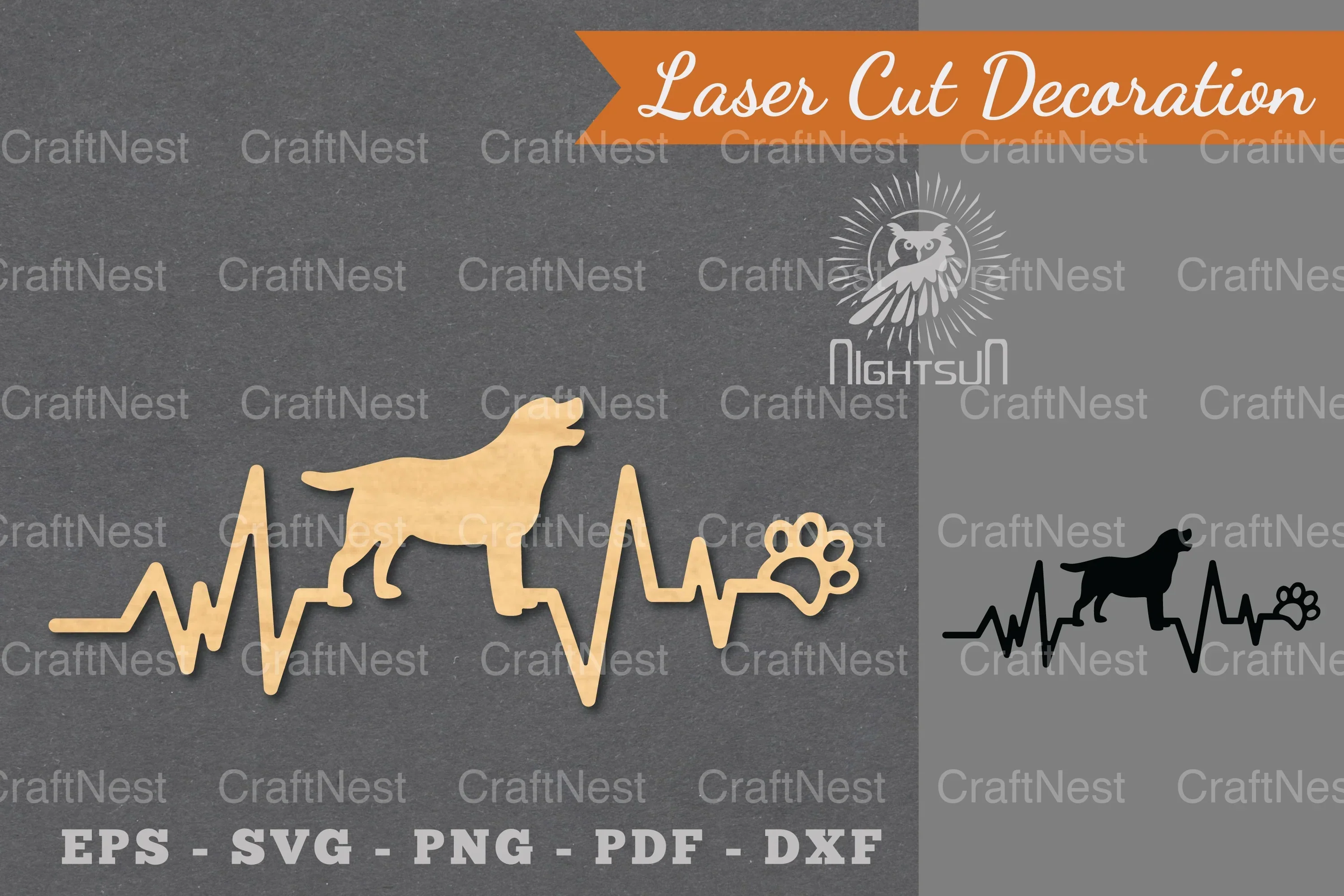 Dog Heartbeat Laser Cut Decoration Clipart Bundle
