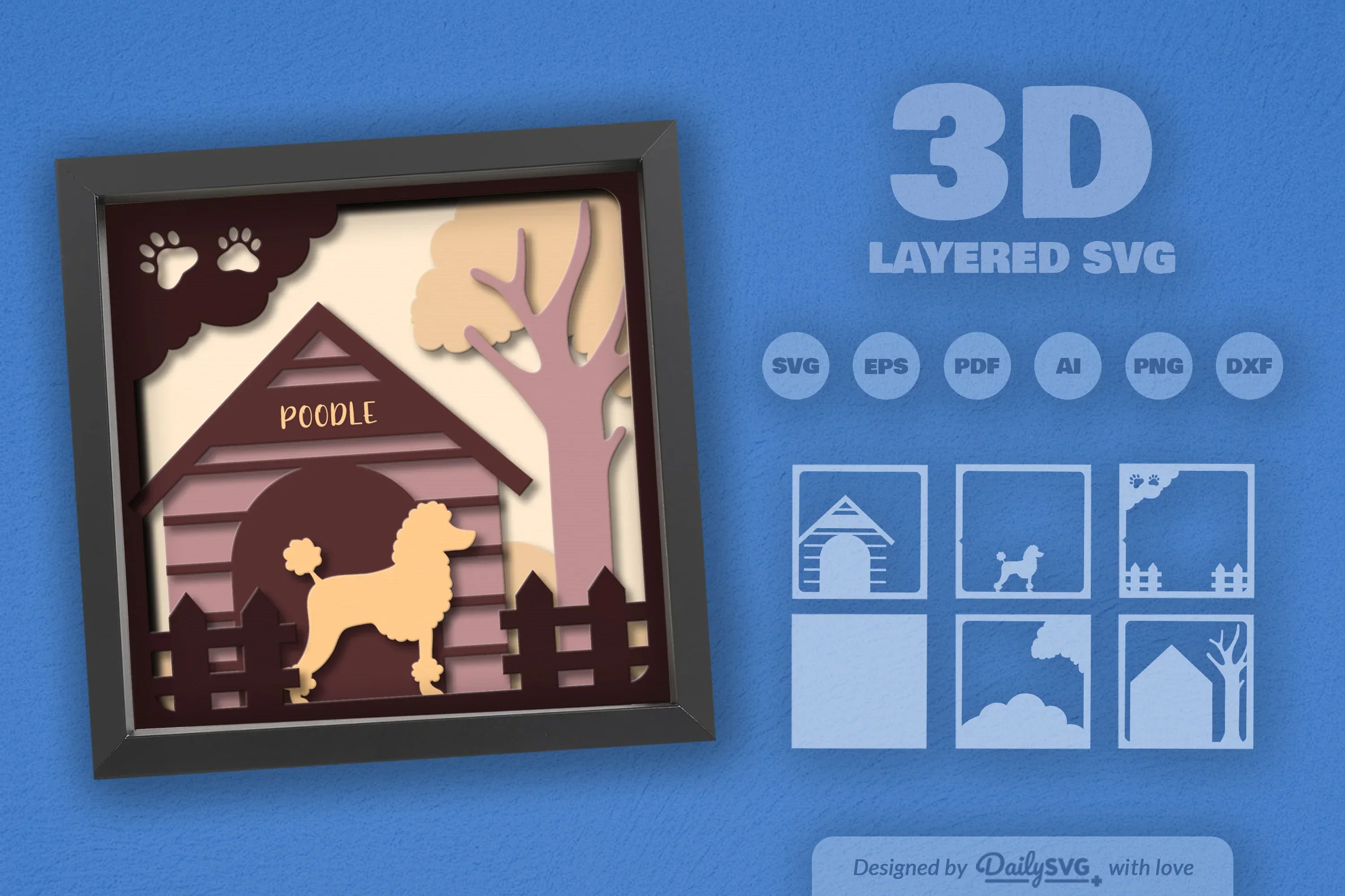 Dog House Papercut Poodle SVG Bundle - Image 2