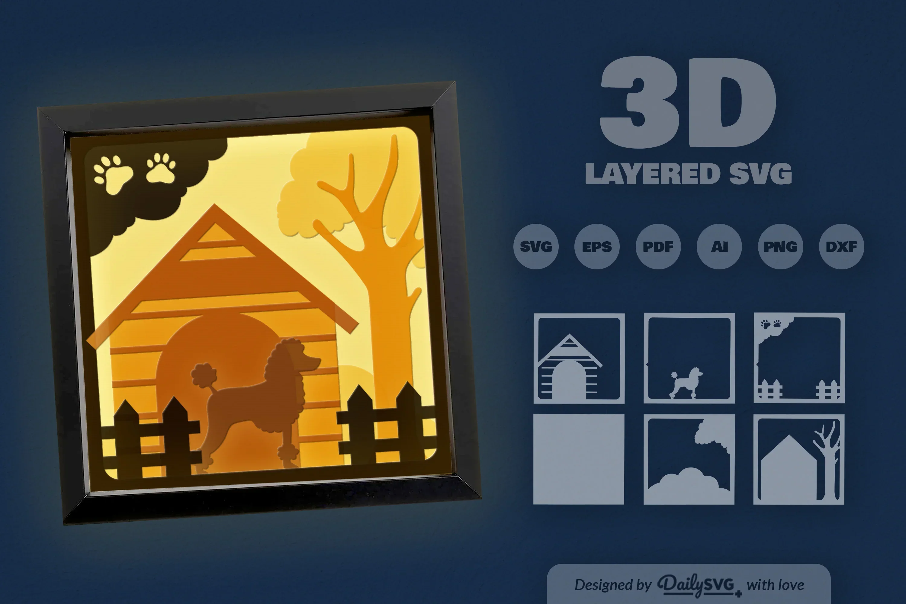 Dog House Papercut Poodle SVG Bundle - Image 3