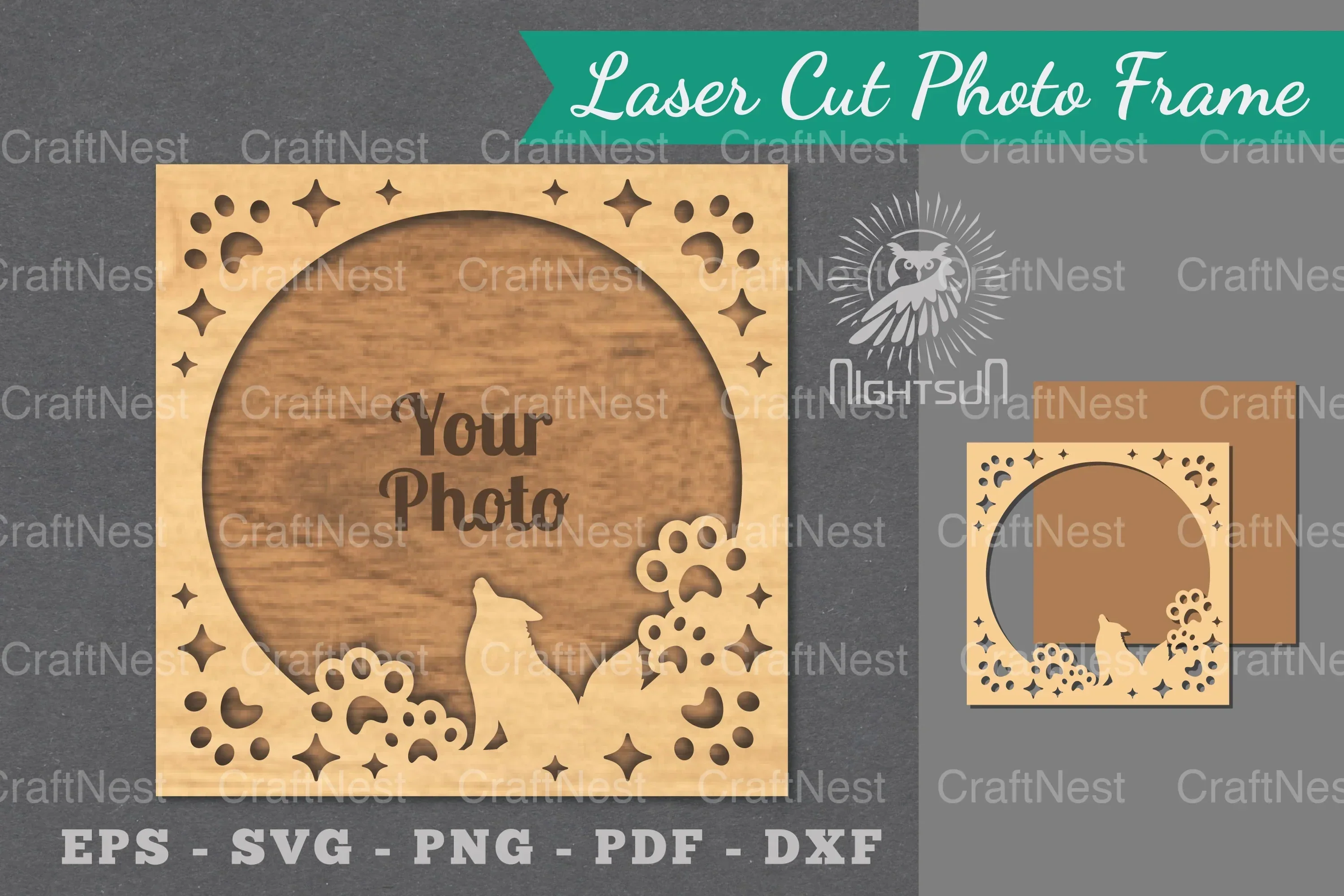 Dog Laser Cut Photo Frame Clipart Bundle