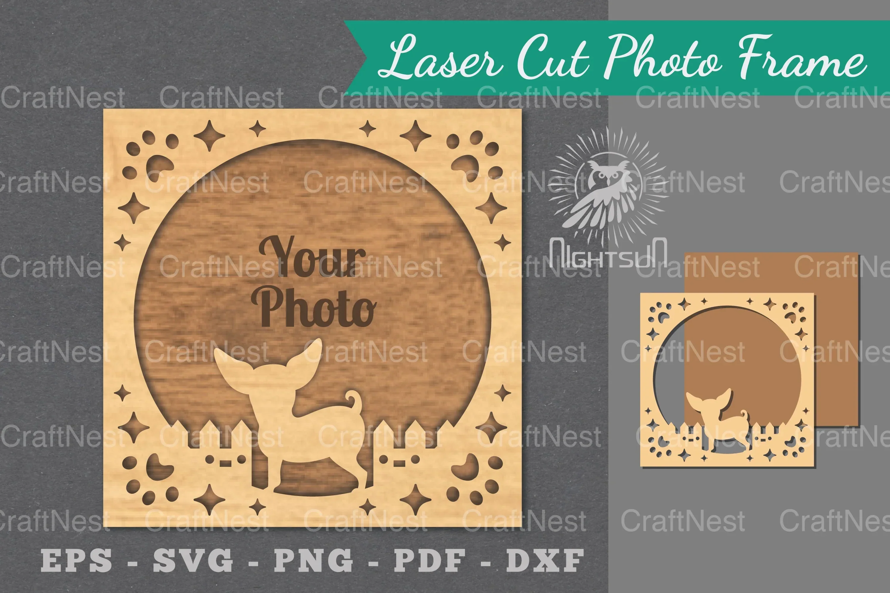 Dog Laser Cut Photo Frame Clipart Bundle