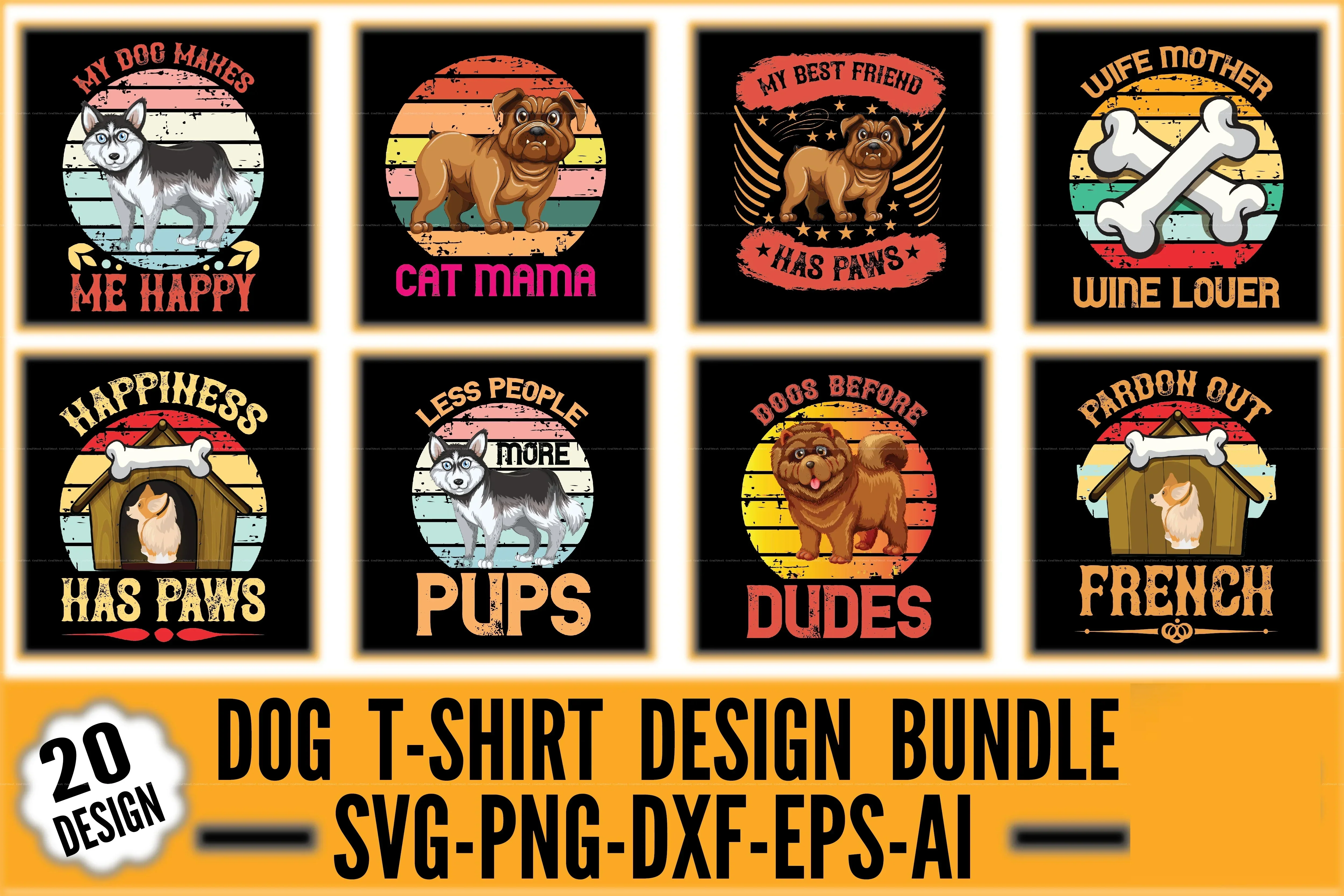 Dog T-Shirt Design SVG Bundle