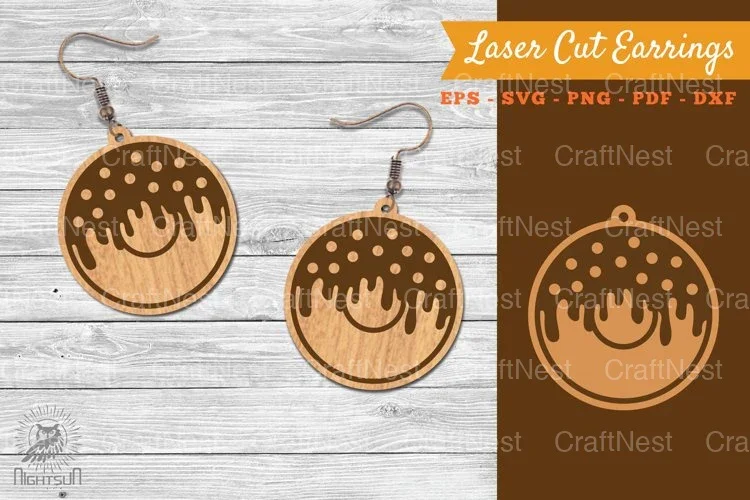Donut Laser Cut Earrings SVG Bundle