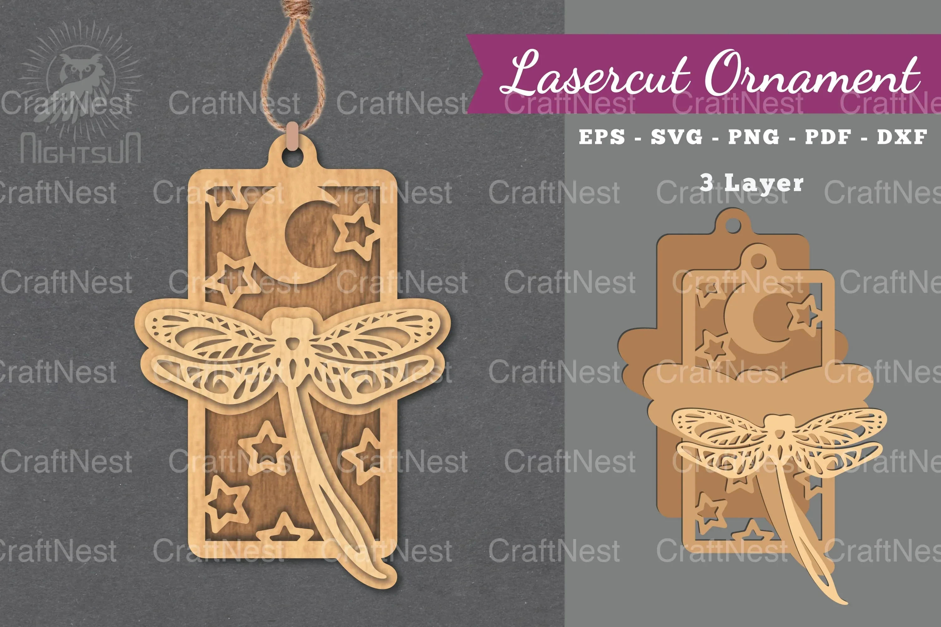 Dragonfly Laser Cut Ornament Clipart Bundle
